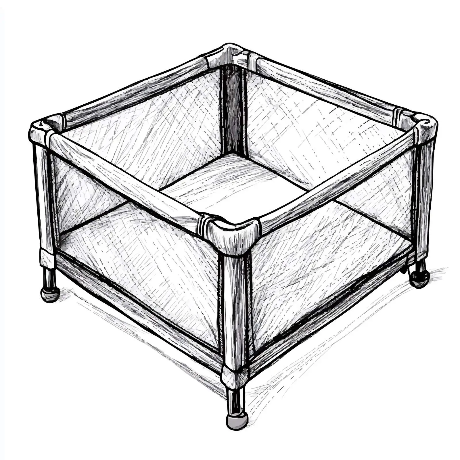 Hand-Drawn Baby Playpen Sketch on White Background — free download from Dotvec