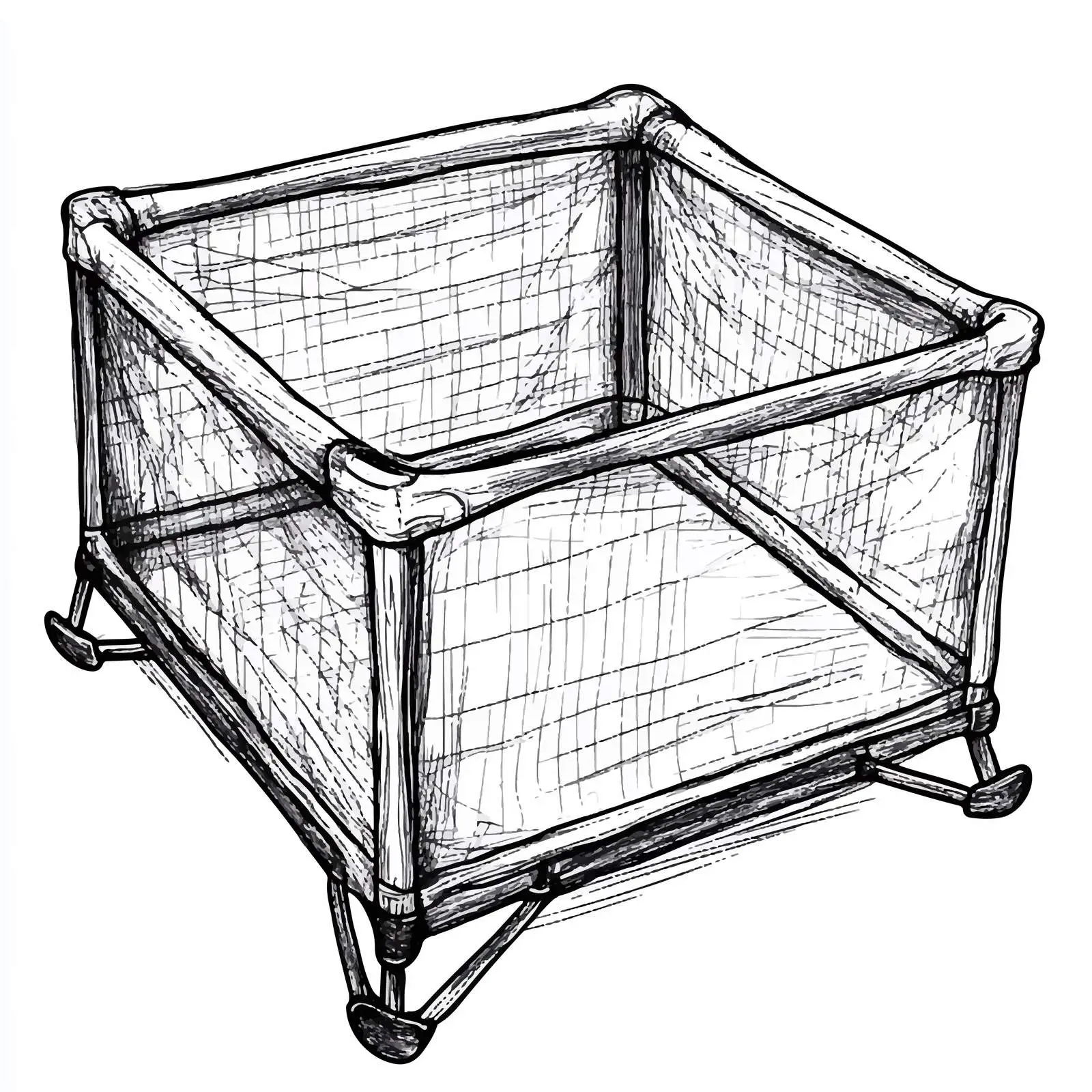 Hand-Drawn Baby Playpen Sketch on White Background — free download from Dotvec