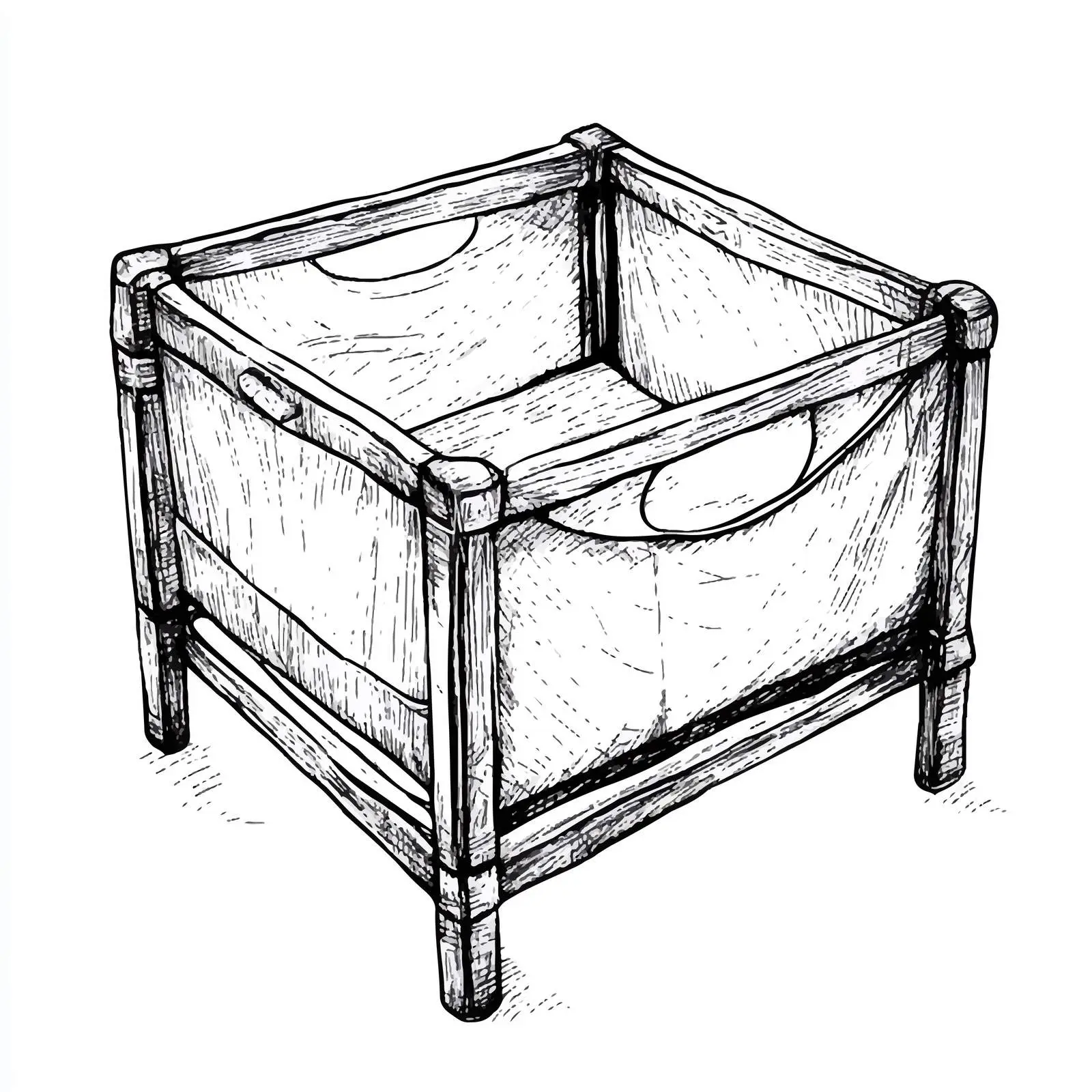 Hand-Drawn Baby Playpen Sketch on White Background — free download from Dotvec