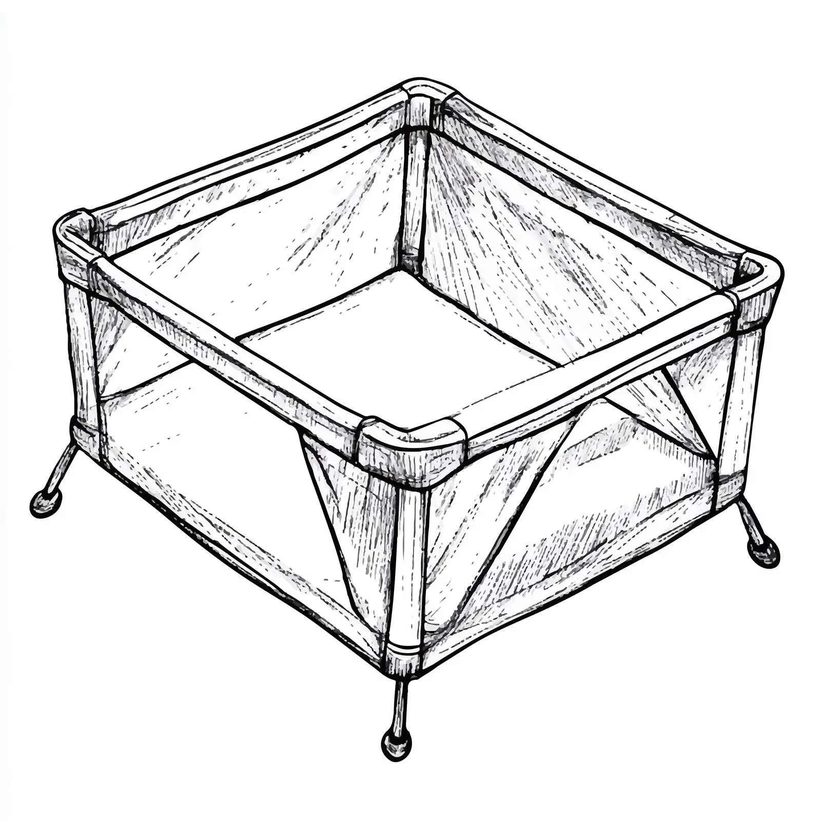 Hand-Drawn Baby Playpen Sketch on White Background — free download from Dotvec