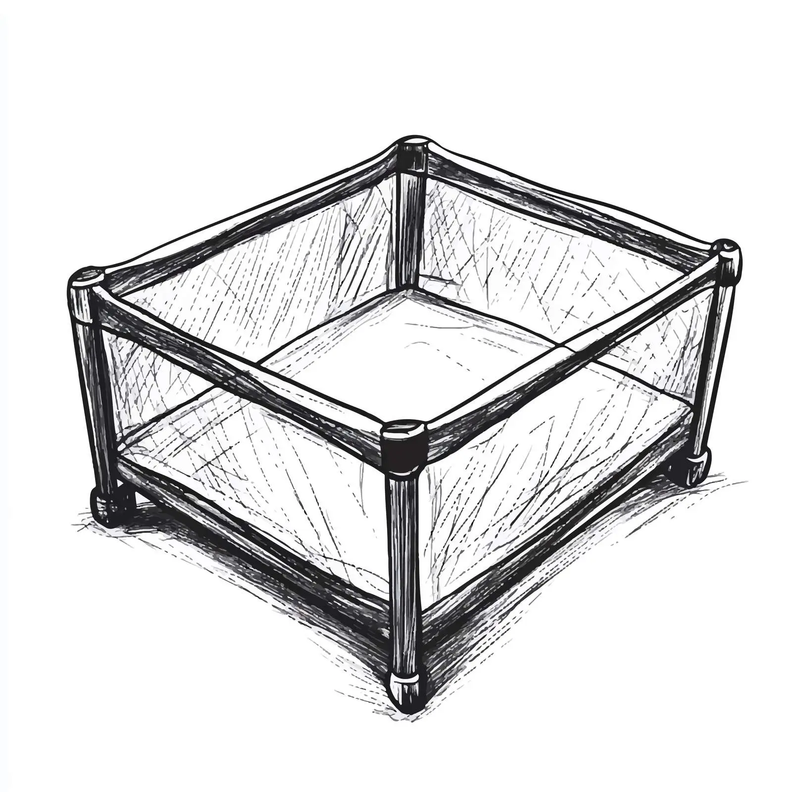 Hand-Drawn Baby Playpen Sketch on White Background — free download from Dotvec