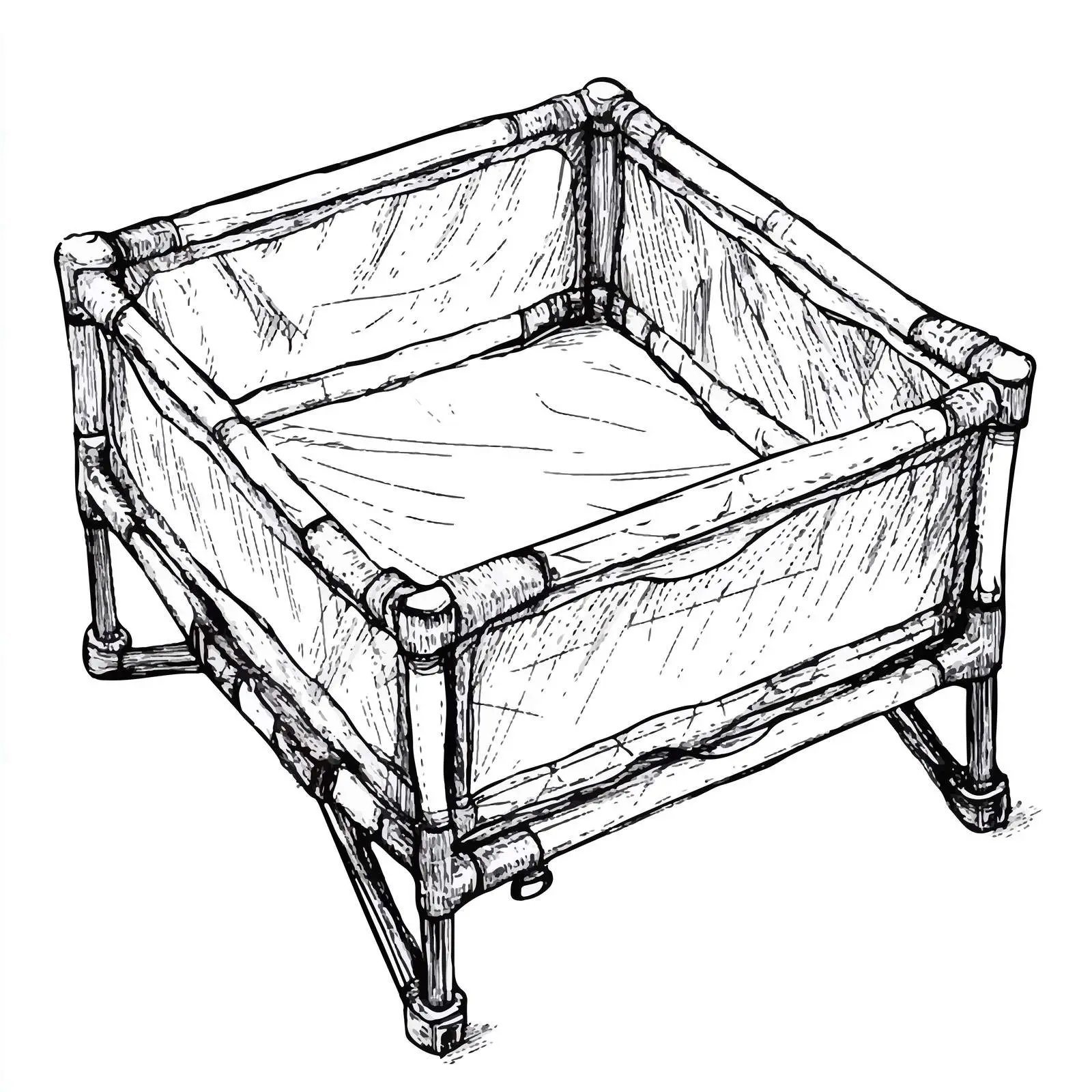 Hand-Drawn Baby Playpen Sketch on White Background — free download from Dotvec