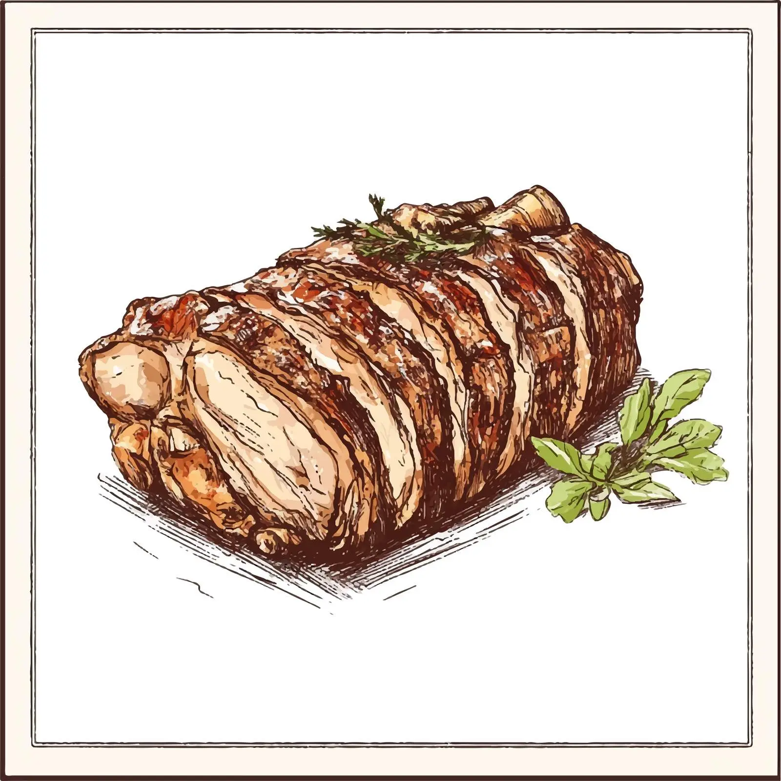 Hand Drawn Porchetta Pork Roast Sketch – free porch image from Dotvec