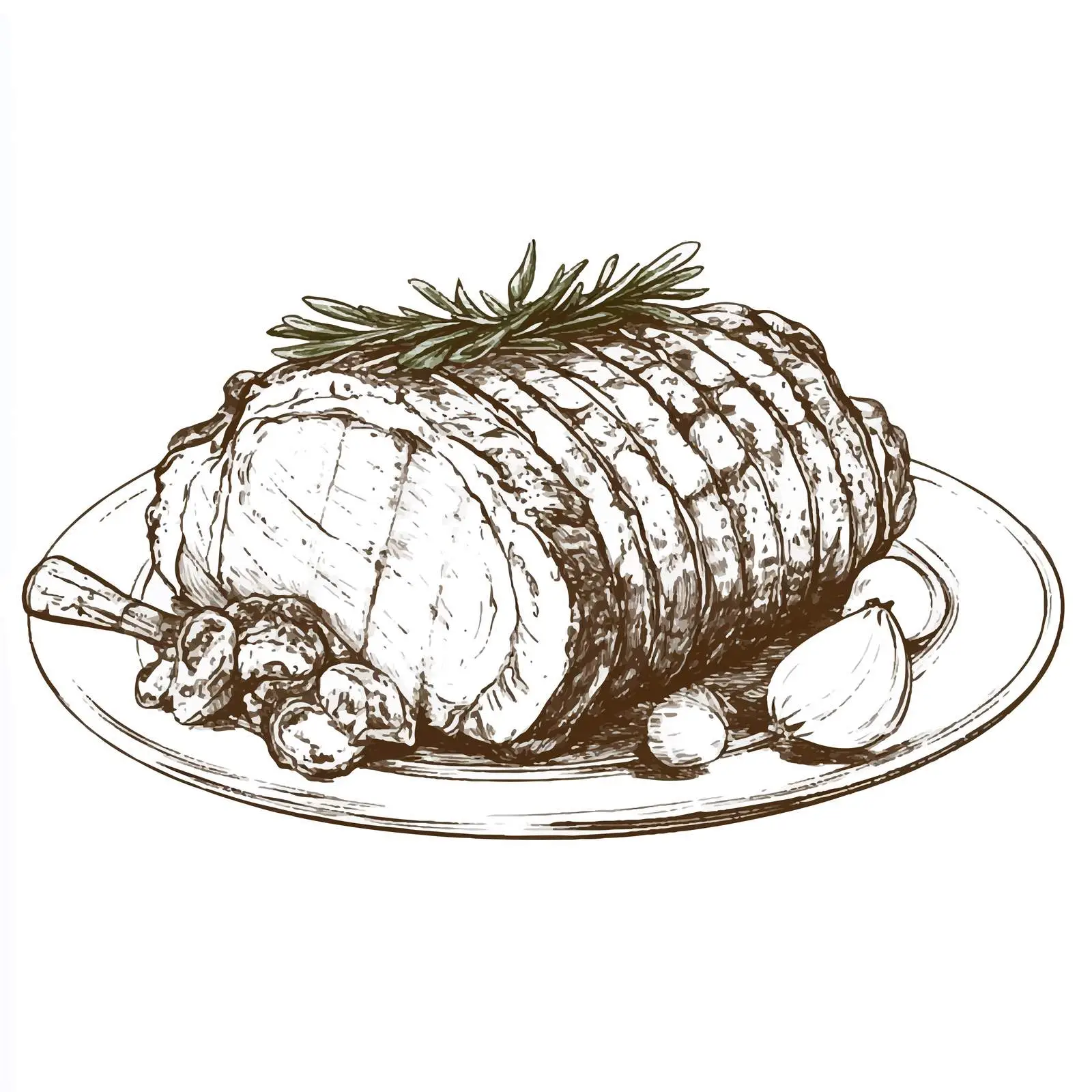 Hand-Drawn Porchetta Pork Roast Sketch – free porch image from Dotvec
