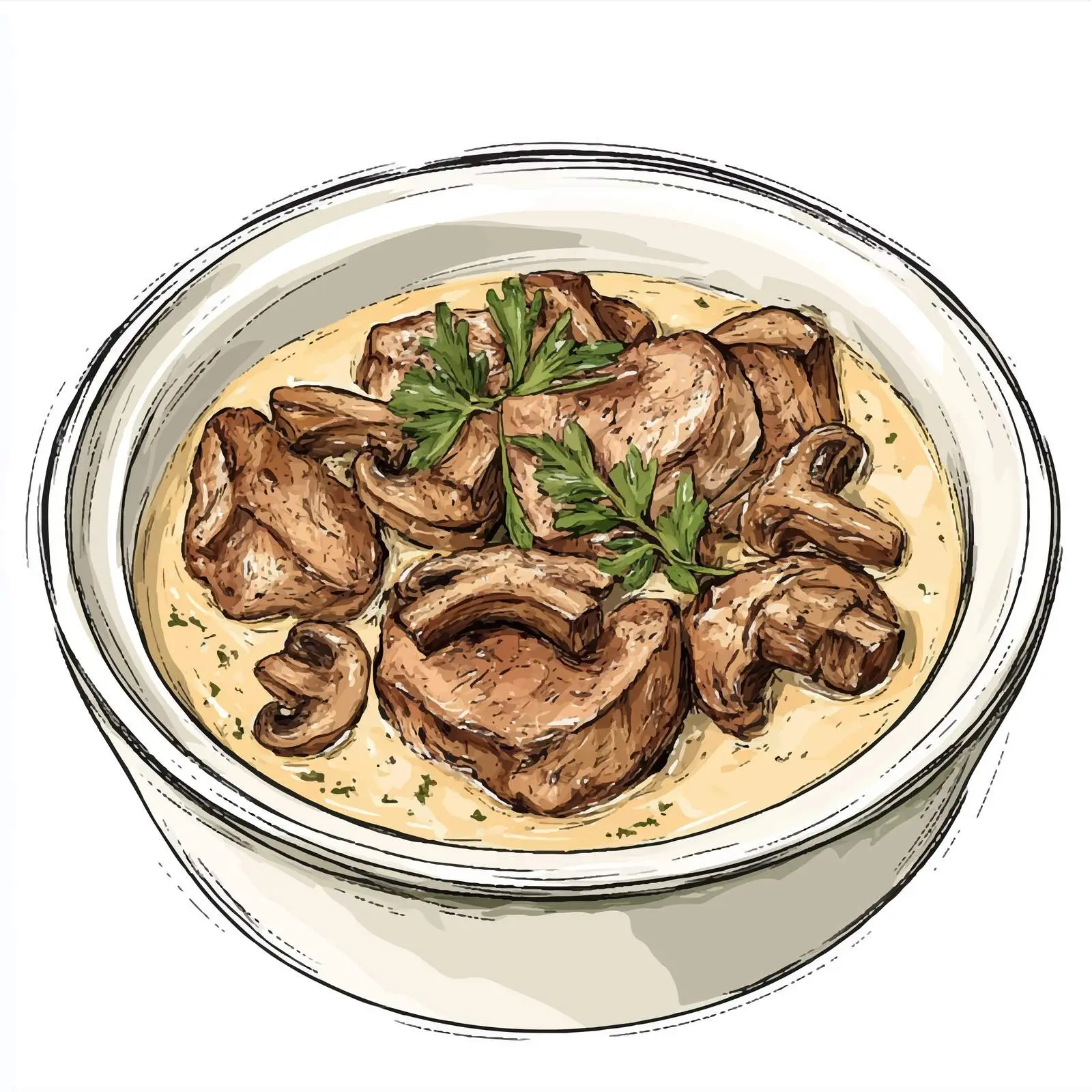 Hand Drawn Sketch of Pork in Creamy Sauce – free creamy sauce image from Dotvec