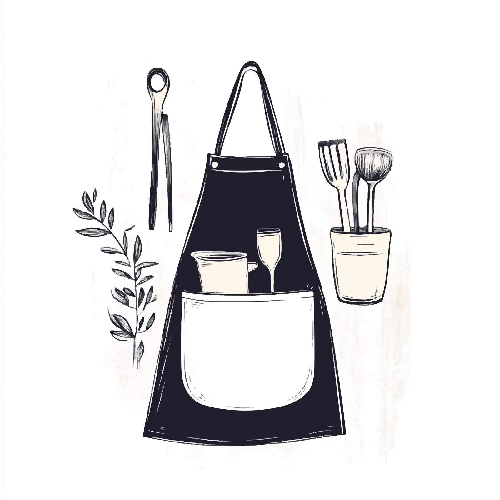Hand-Drawn Artisan Potters Apron Sketch – free sketch illustration image from Dotvec