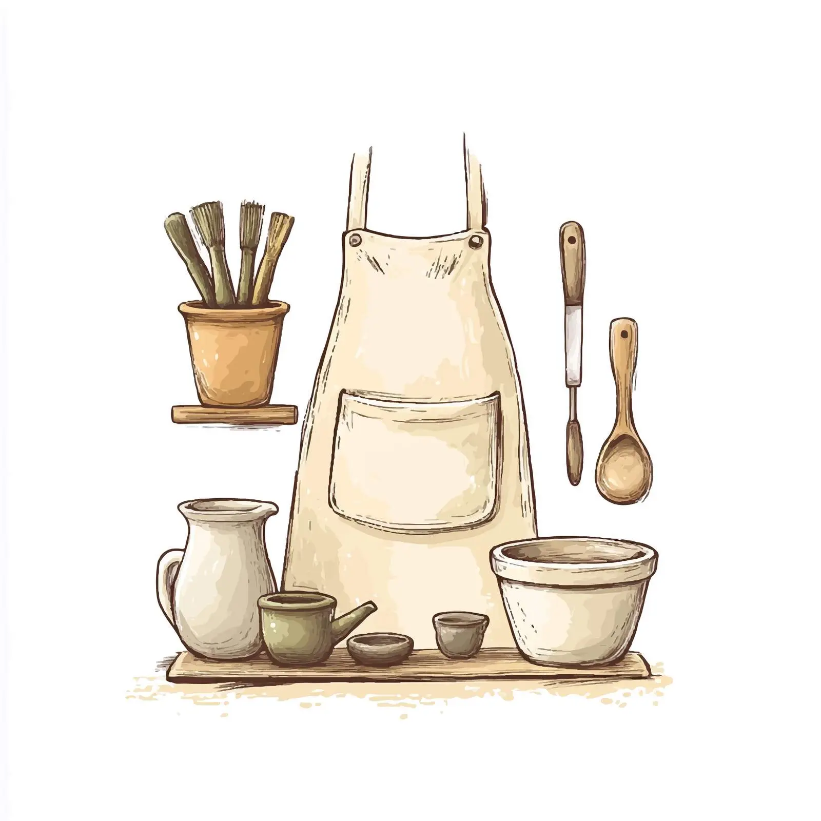 Hand-Drawn Potter's Apron Sketch on White Background — free download from Dotvec