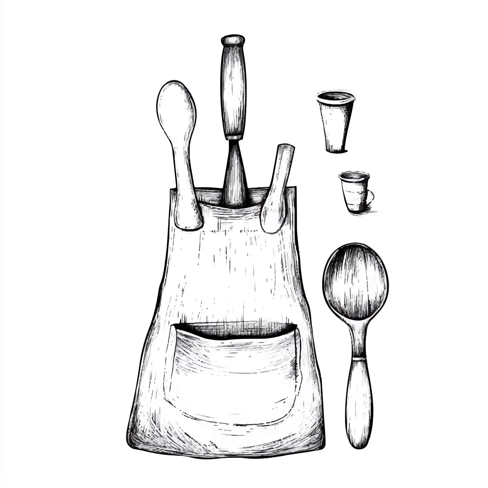 Hand-Drawn Potter's Apron Sketch Illustration — free download from Dotvec