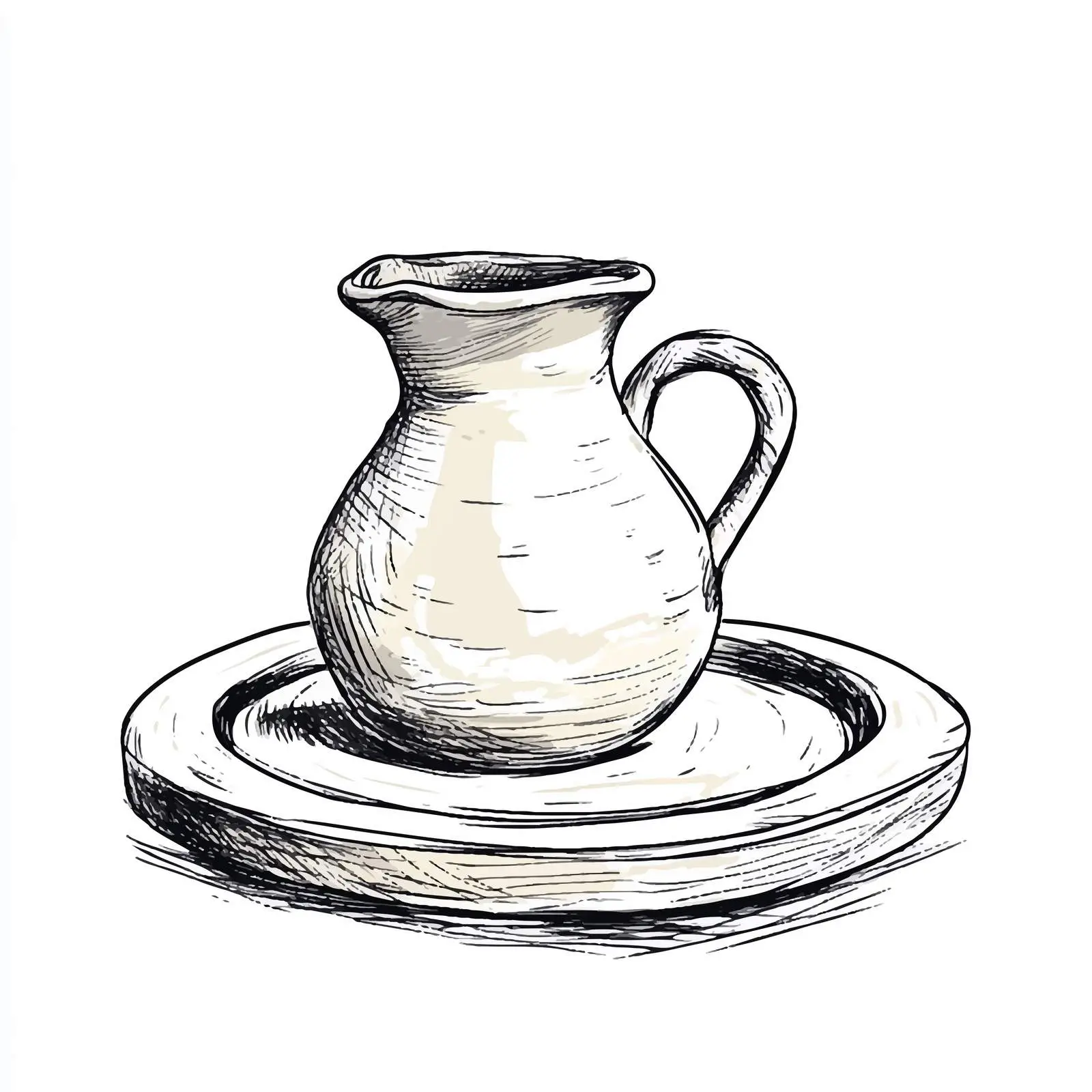 Hand-Drawn Potters Wheel and Jug Sketch — free download from Dotvec