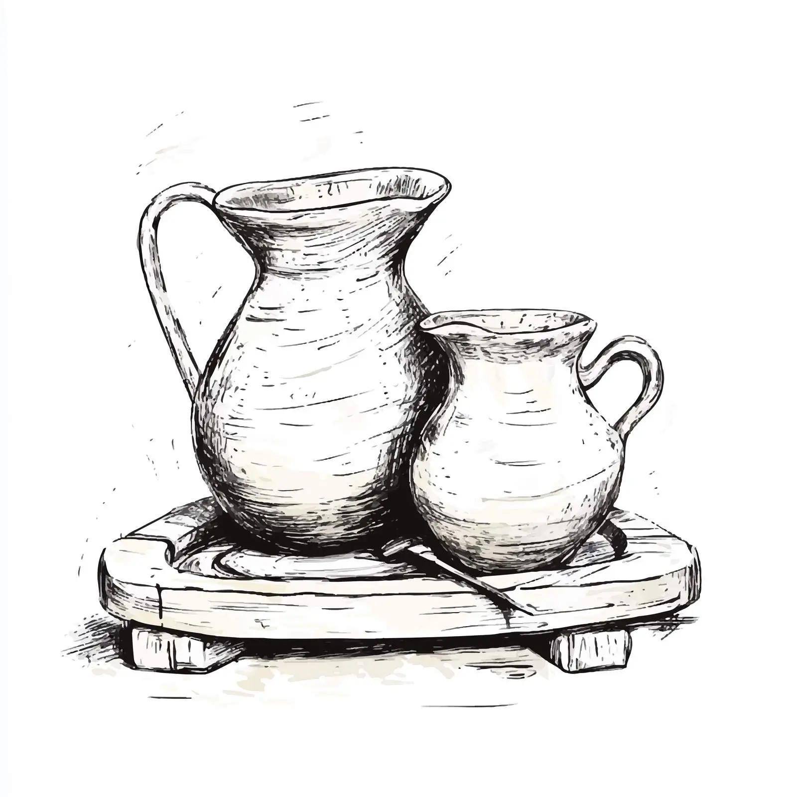 Hand-Drawn Potters Wheel and Jug Sketch — free download from Dotvec