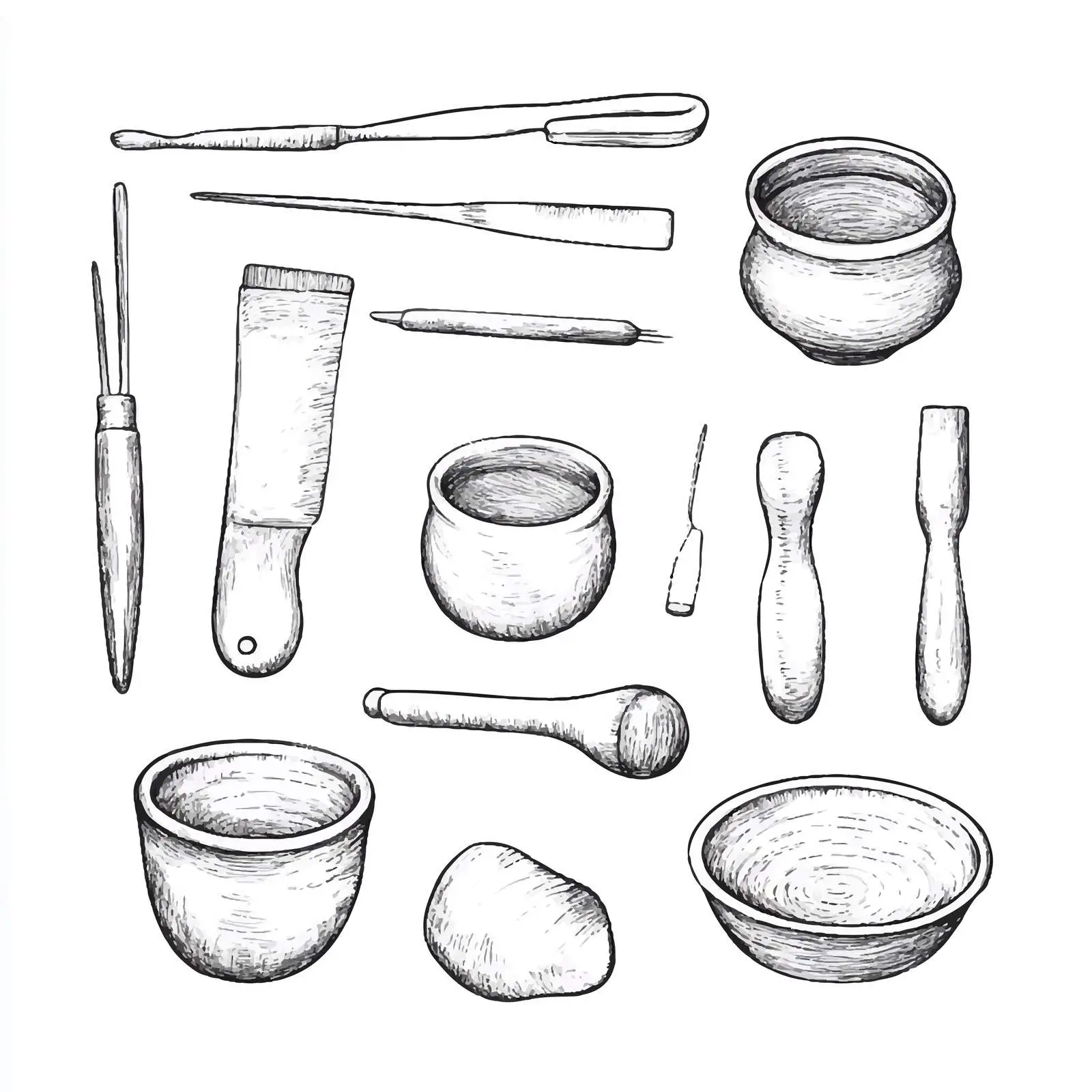 Hand-Drawn Pottery Clay Cutting Sketch — free download from Dotvec