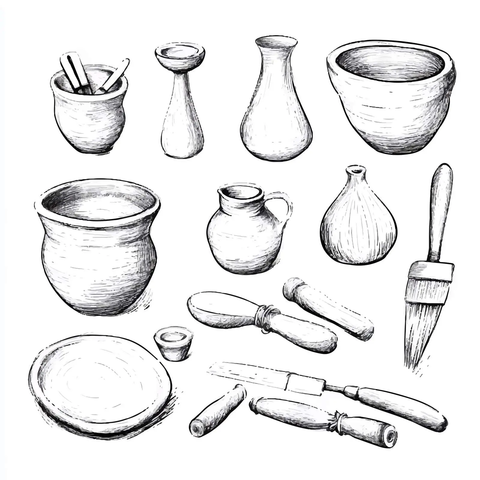 Hand Drawn Pottery Clay Cutting Sketch — free download from Dotvec