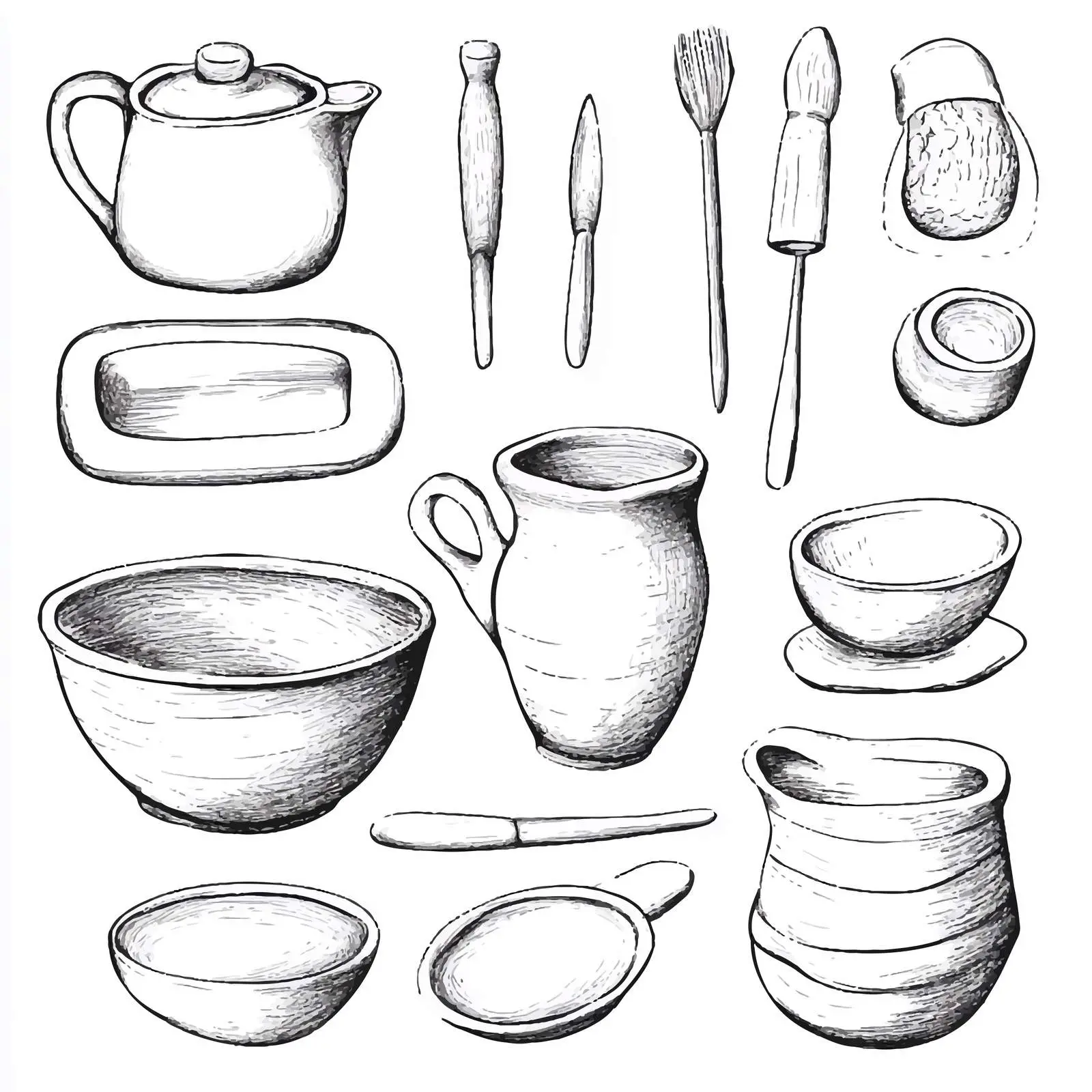 Hand-Drawn Pottery Clay Cutting Sketch — free download from Dotvec