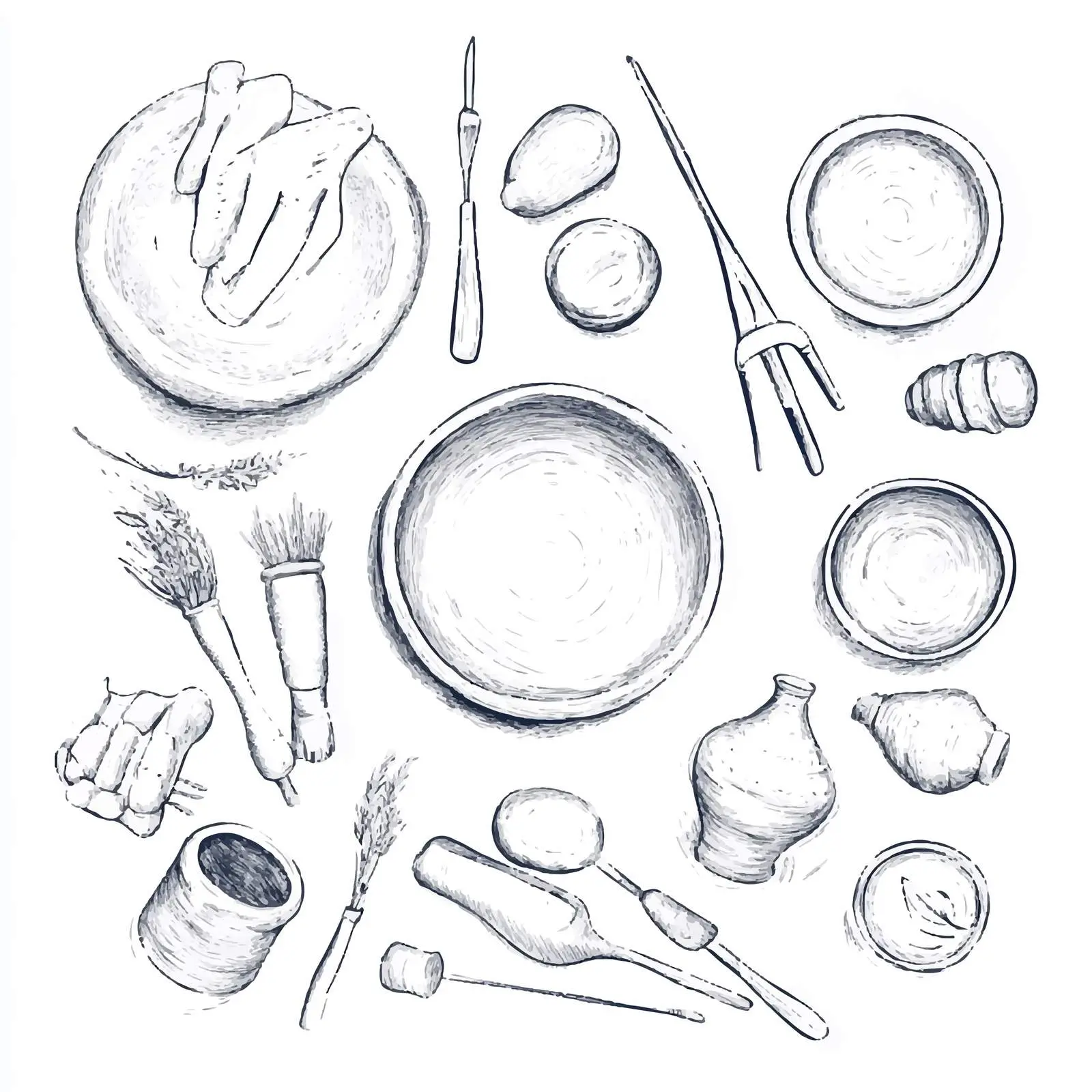 Hand-Drawn Pottery Craft Vector on White Background — free download from Dotvec