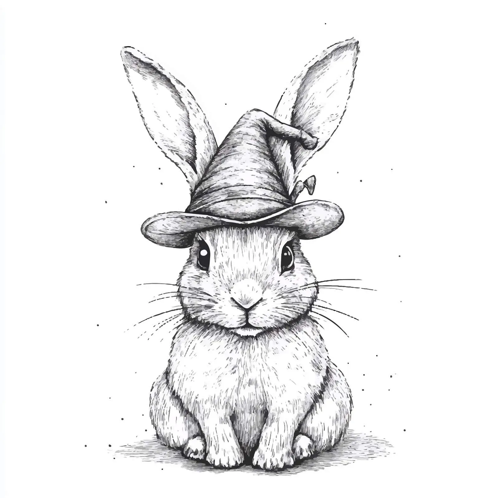 Hand Drawn Rabbit in Magician's Hat Vector — free download from Dotvec