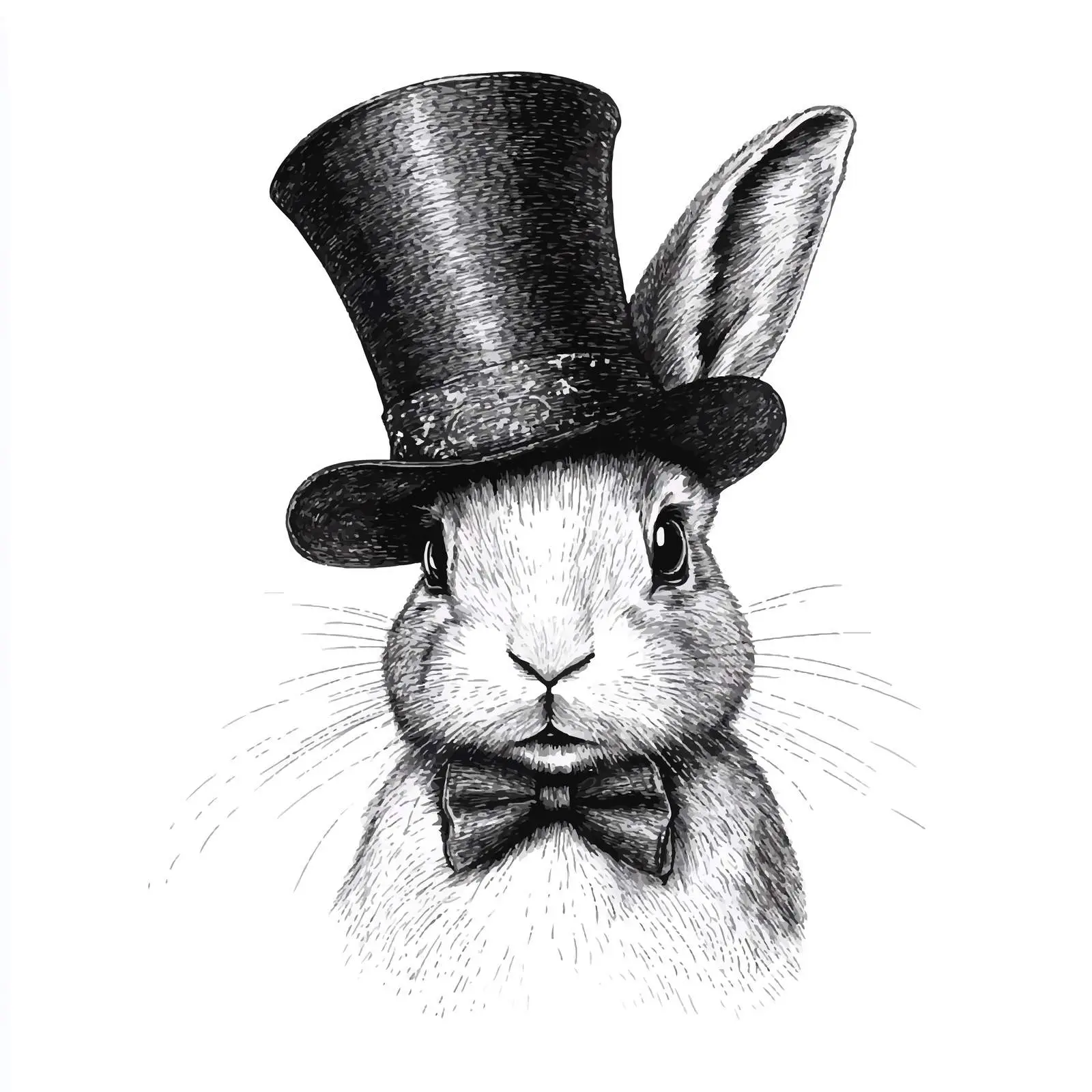 Hand-Drawn Rabbit in Magician's Hat Vector Art — free download from Dotvec