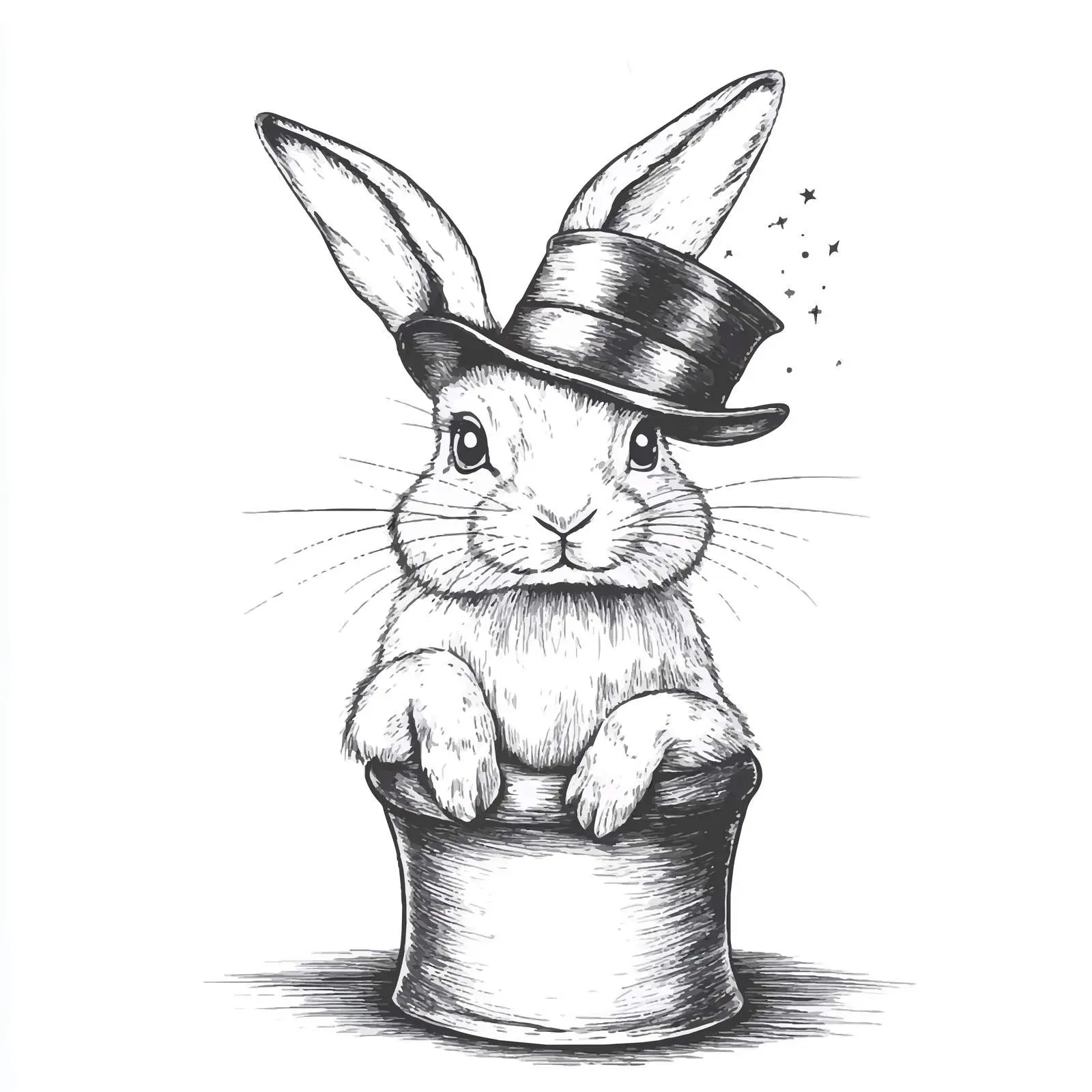 Hand Drawn Rabbit in Magician's Hat Illustration — free download from Dotvec