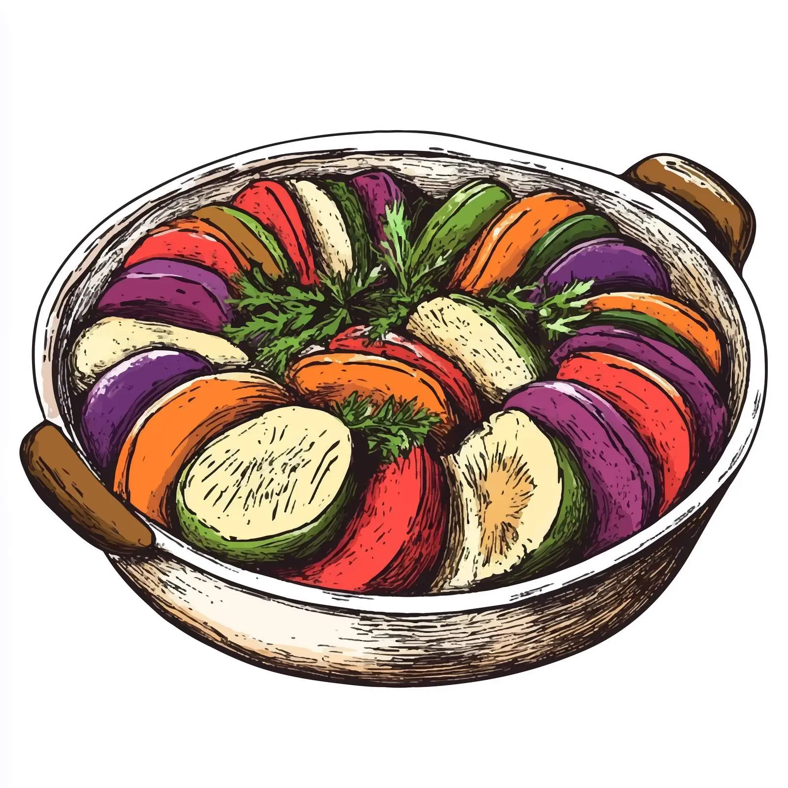 Hand Drawn Ratatouille Vegetable Casserole Sketch – free onions image from Dotvec