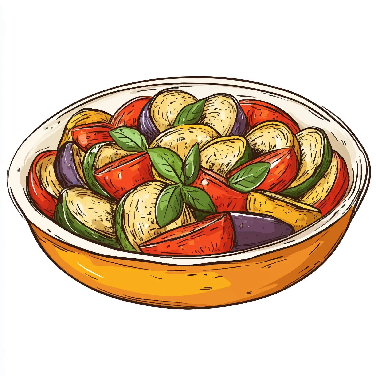 Ratatouille Casserole Hand-Drawn Sketch — free download from Dotvec