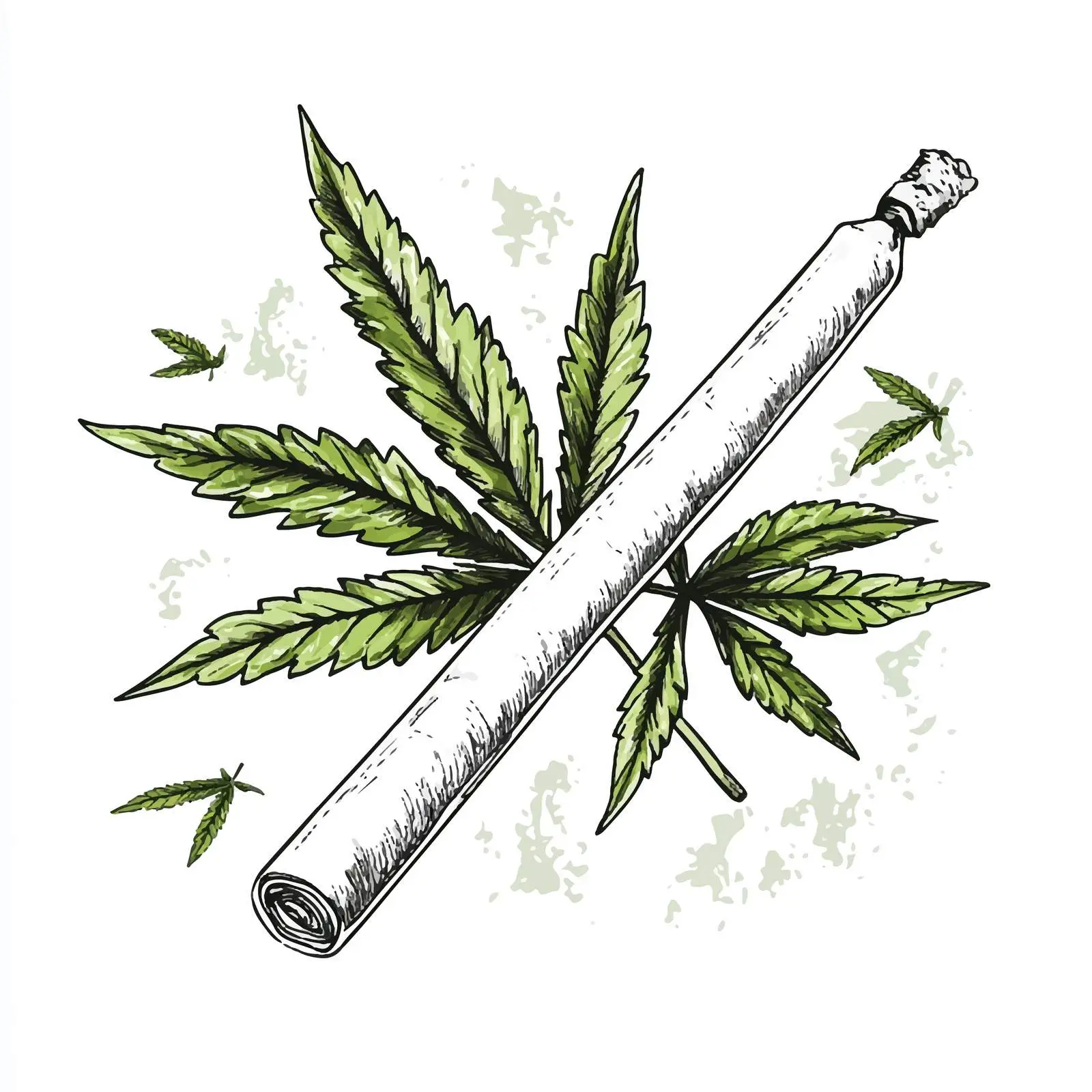 Hand-Drawn Cannabis Cigarette Sketch — free download from Dotvec