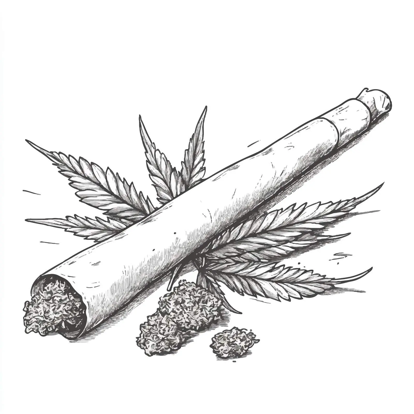Hand-Drawn Sketch of Marijuana Blunt — free download from Dotvec