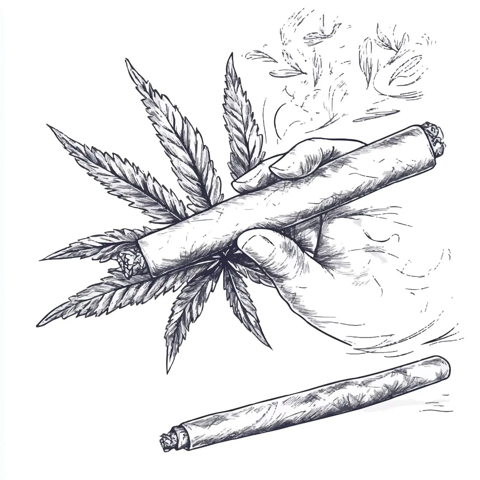 Hand-Drawn Marijuana Blunt Sketch on White Background — free download from Dotvec