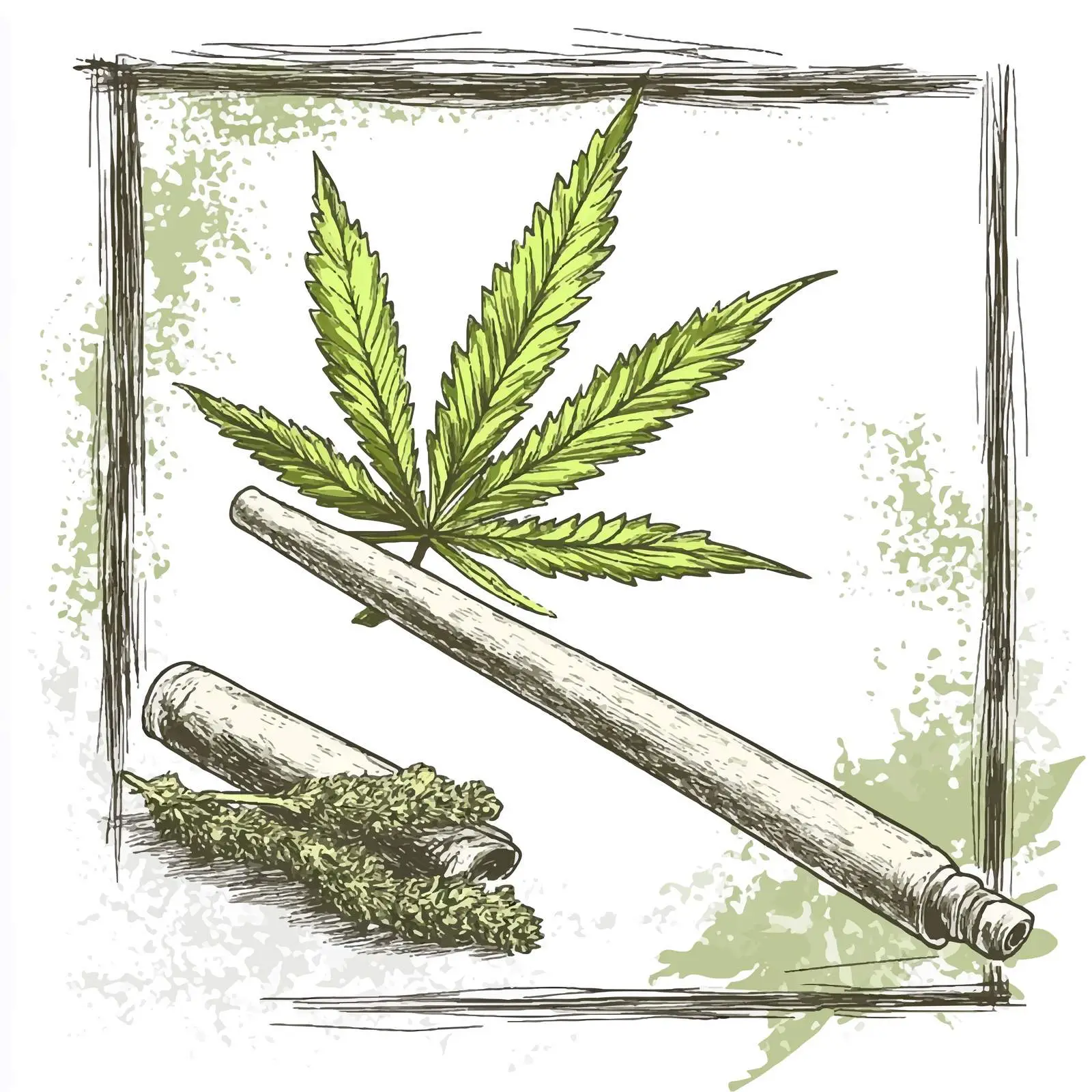 Hand-Drawn Marijuana Blunt Sketch on White Background — free download from Dotvec