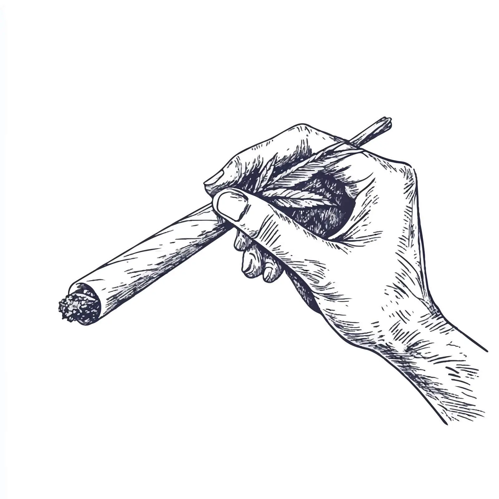 Hand-Drawn Marijuana Blunt Sketch on White Background — free download from Dotvec