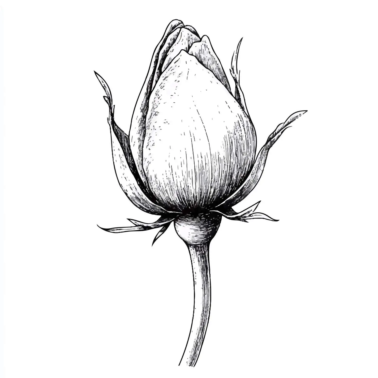 Hand-Drawn Rosebud Sketch on White Background — free download from Dotvec
