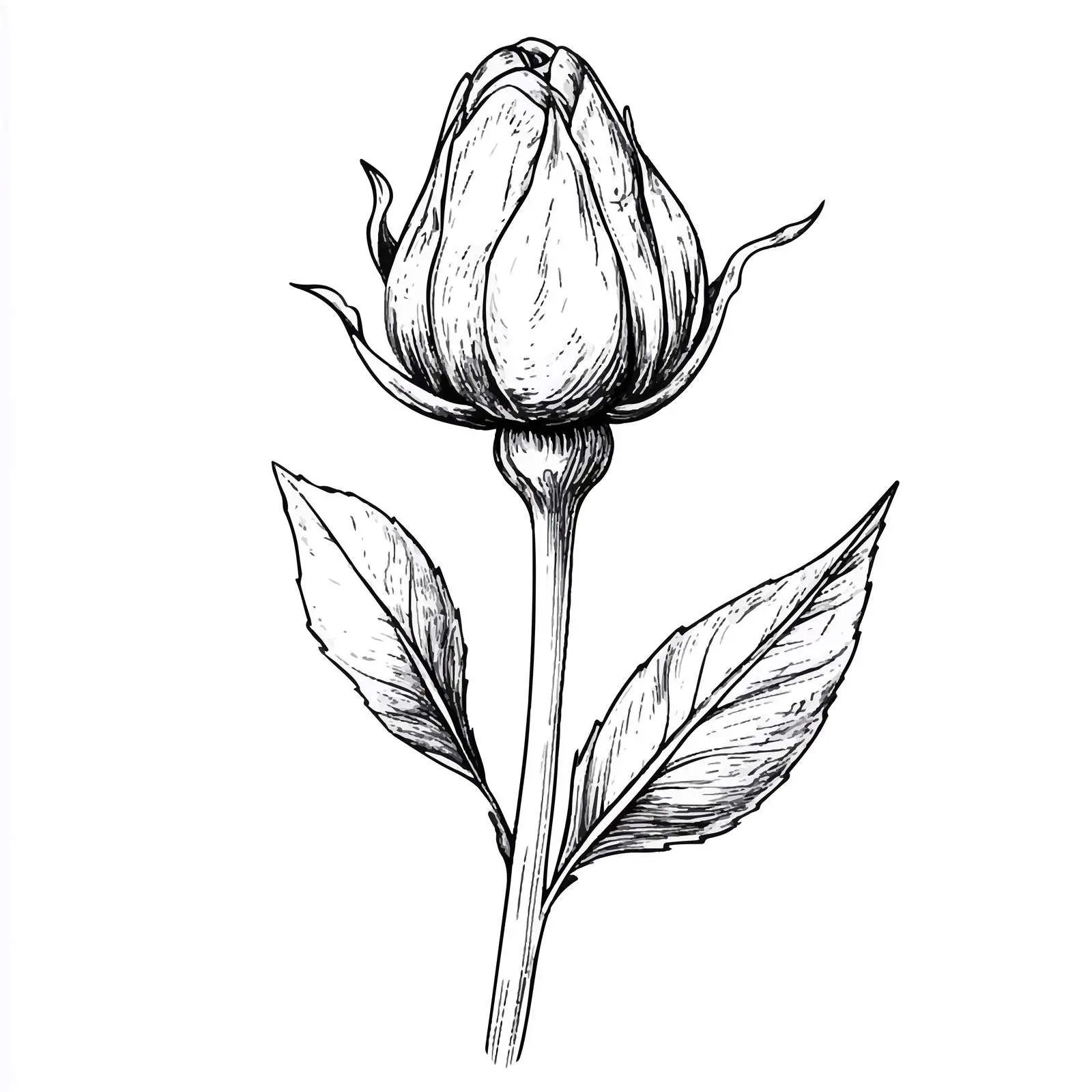 Hand-Drawn Rosebud Sketch for Valentine's Day — free download from Dotvec