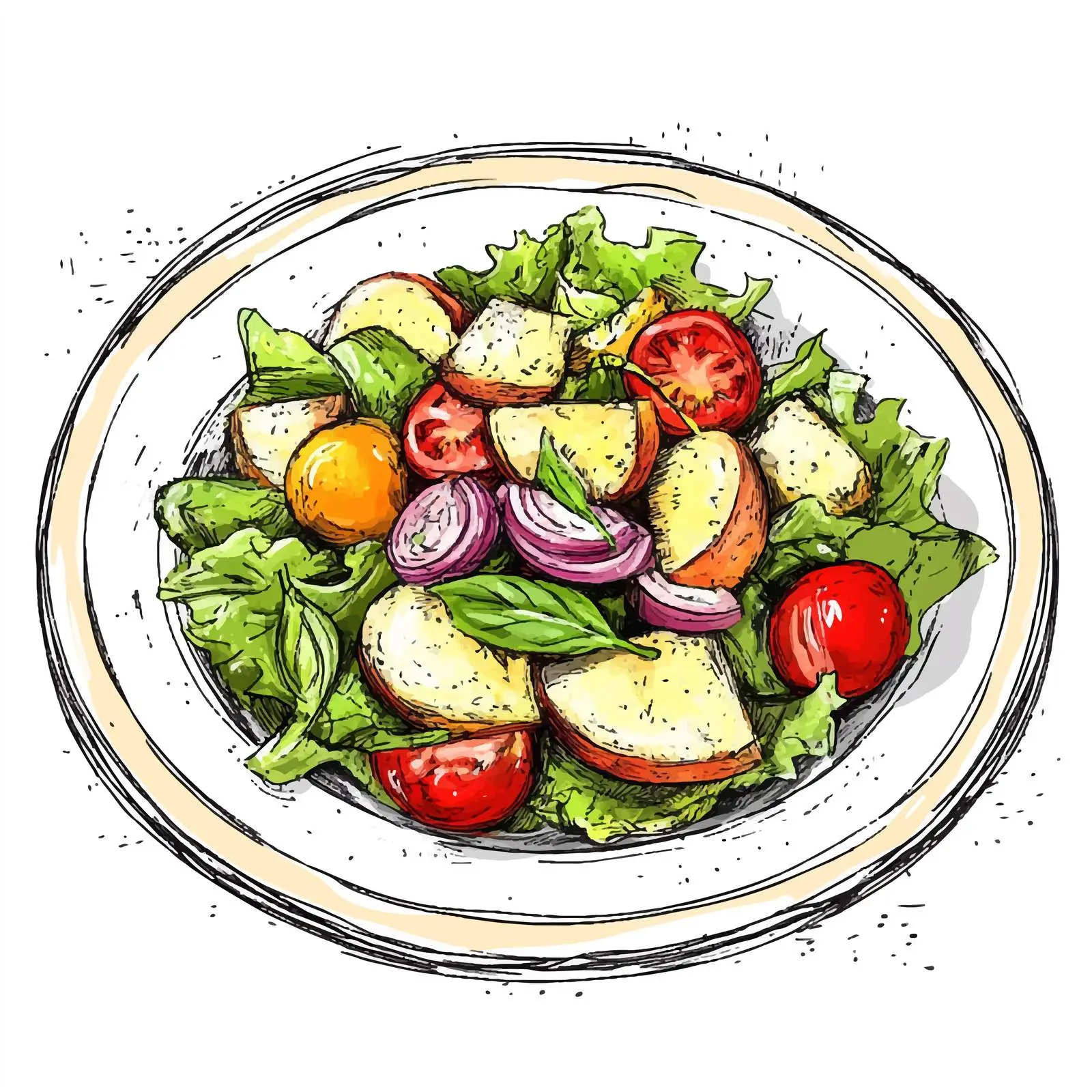 Hand-Drawn Salad Sketch on White Background — free download from Dotvec