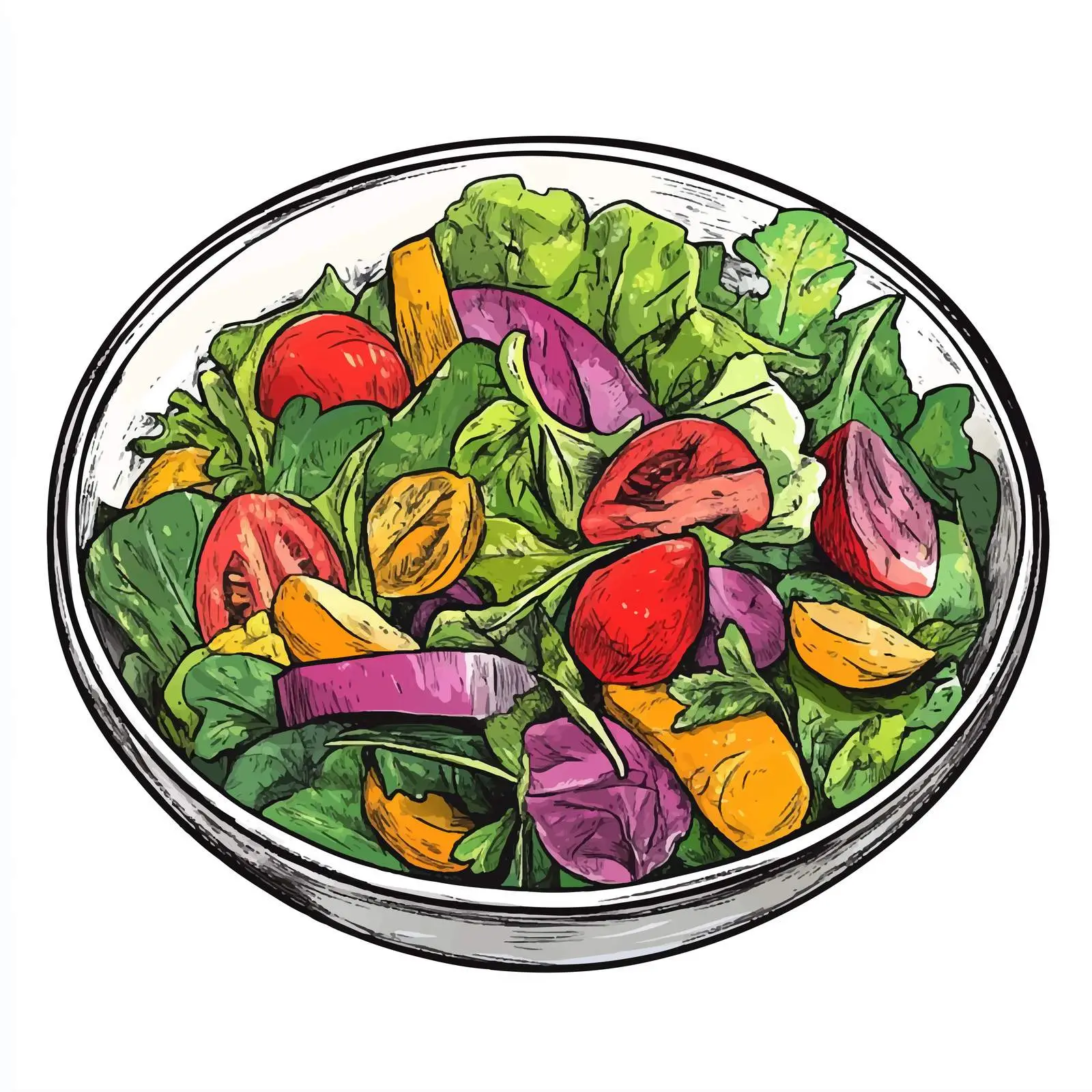Hand-Drawn Salad Sketch on White Background — free download from Dotvec
