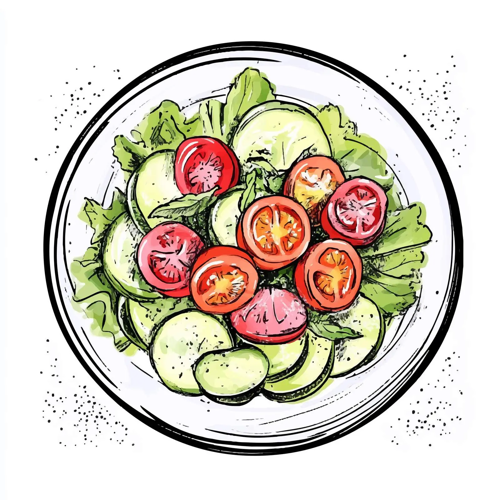Hand-Drawn Salad Sketch on White Background — free download from Dotvec
