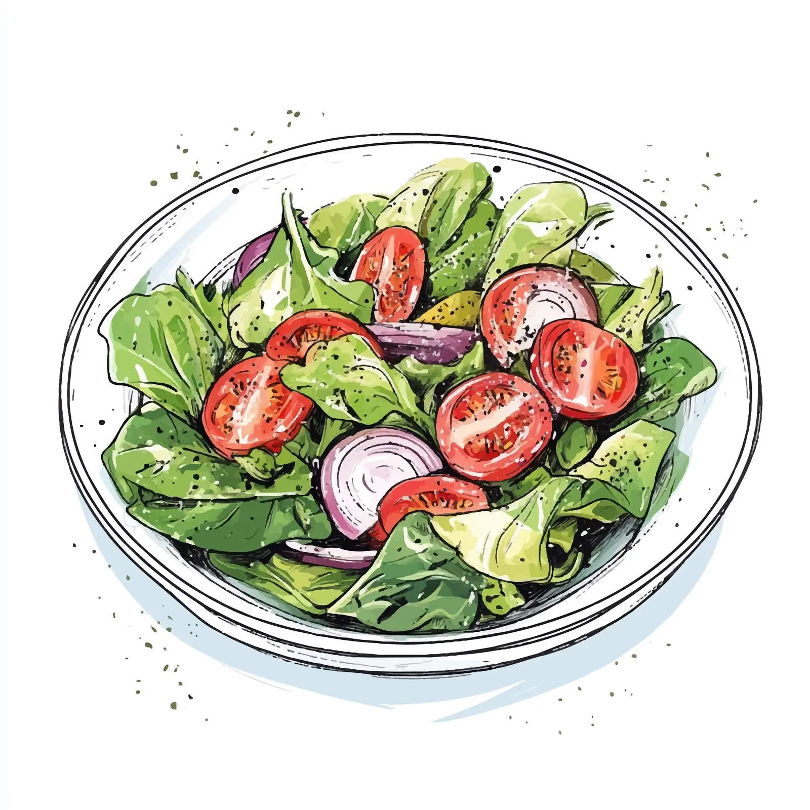 Hand-Drawn Sketch of Salad on White Background — free download from Dotvec