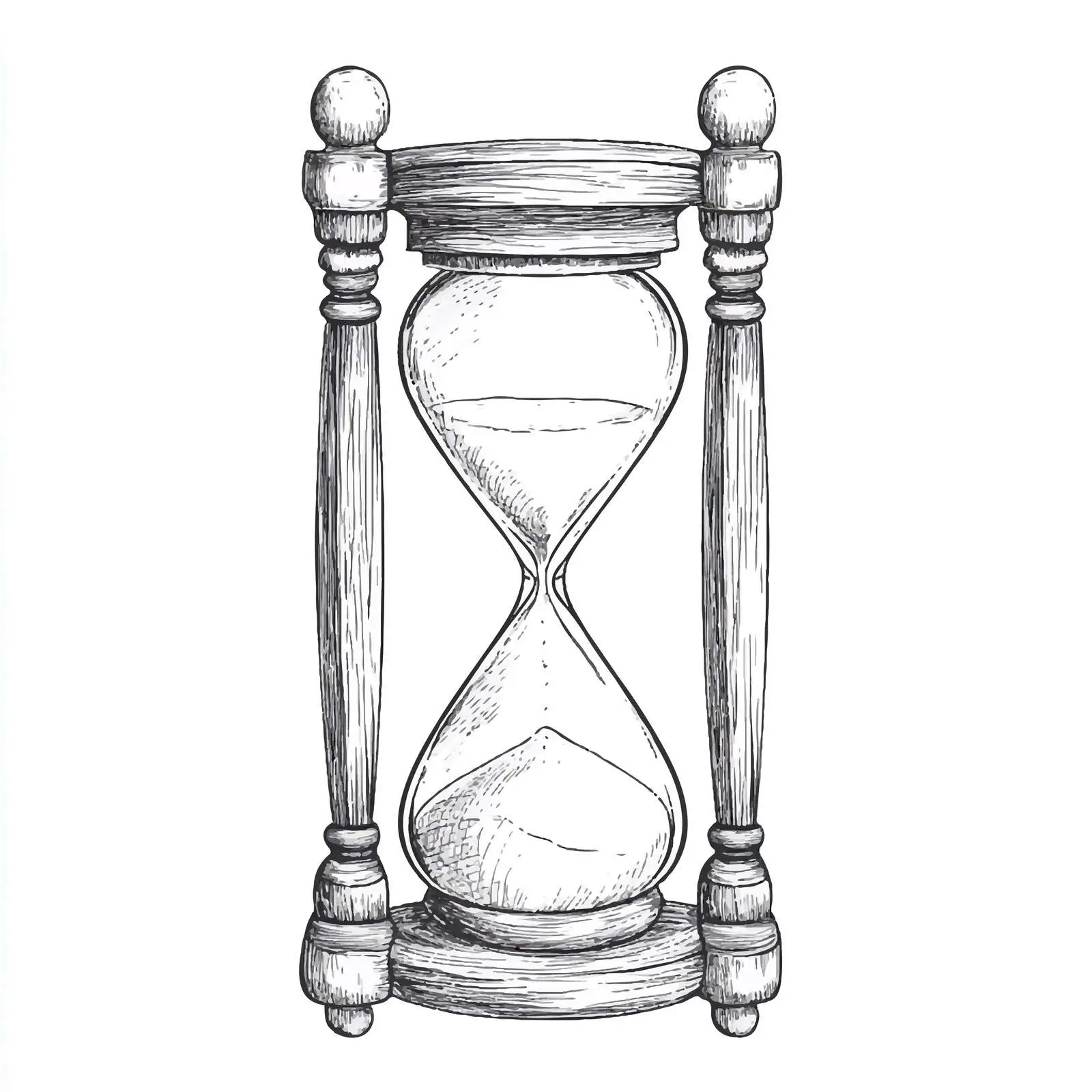 Hand-Drawn Hourglass Sketch on White Background — free download from Dotvec