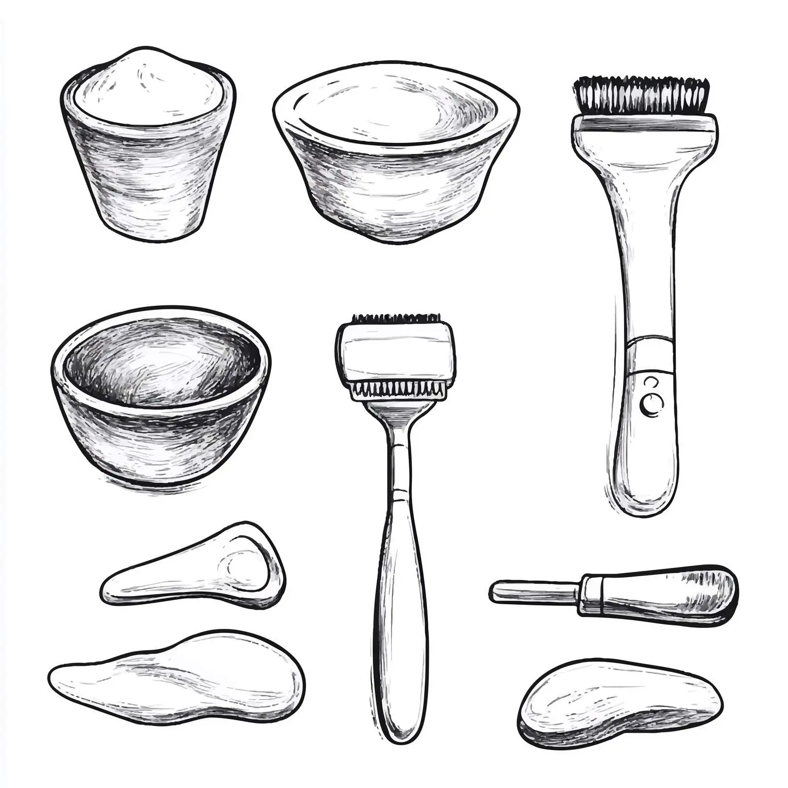 Hand-Drawn Epilation and Depilation Sketch Set – free waxing image from Dotvec