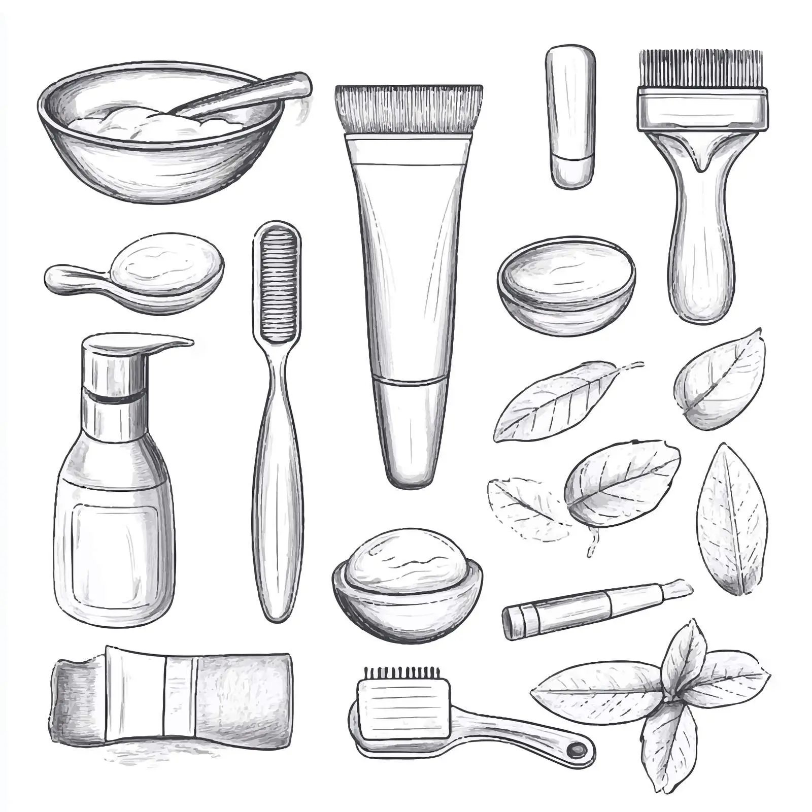 Hand Drawn Epilation and Depilation Sketch Set – free waxing image from Dotvec
