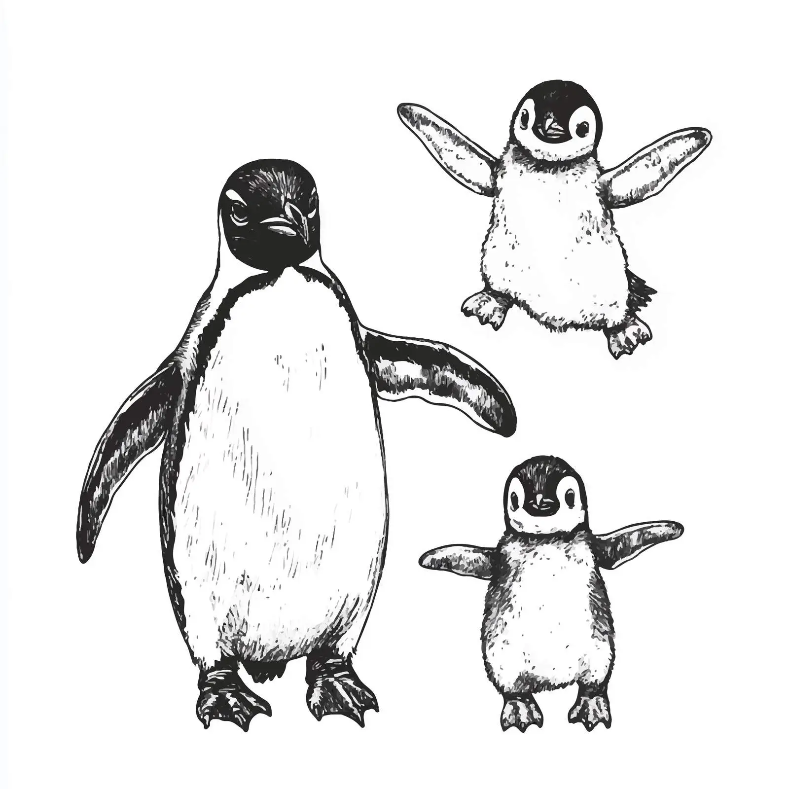 Hand-Drawn Penguin Sketch on White Background — free download from Dotvec