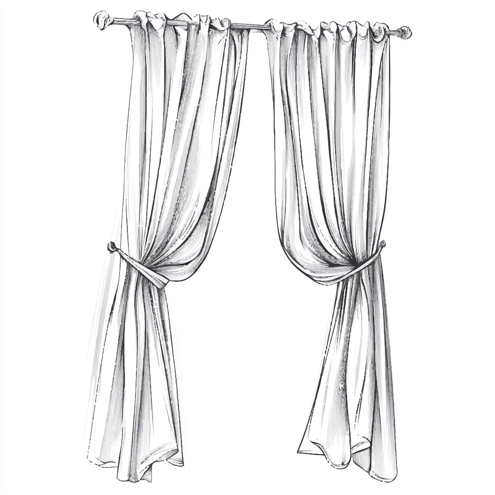 Hand-Drawn Simple Long Curtains Design — free download from Dotvec