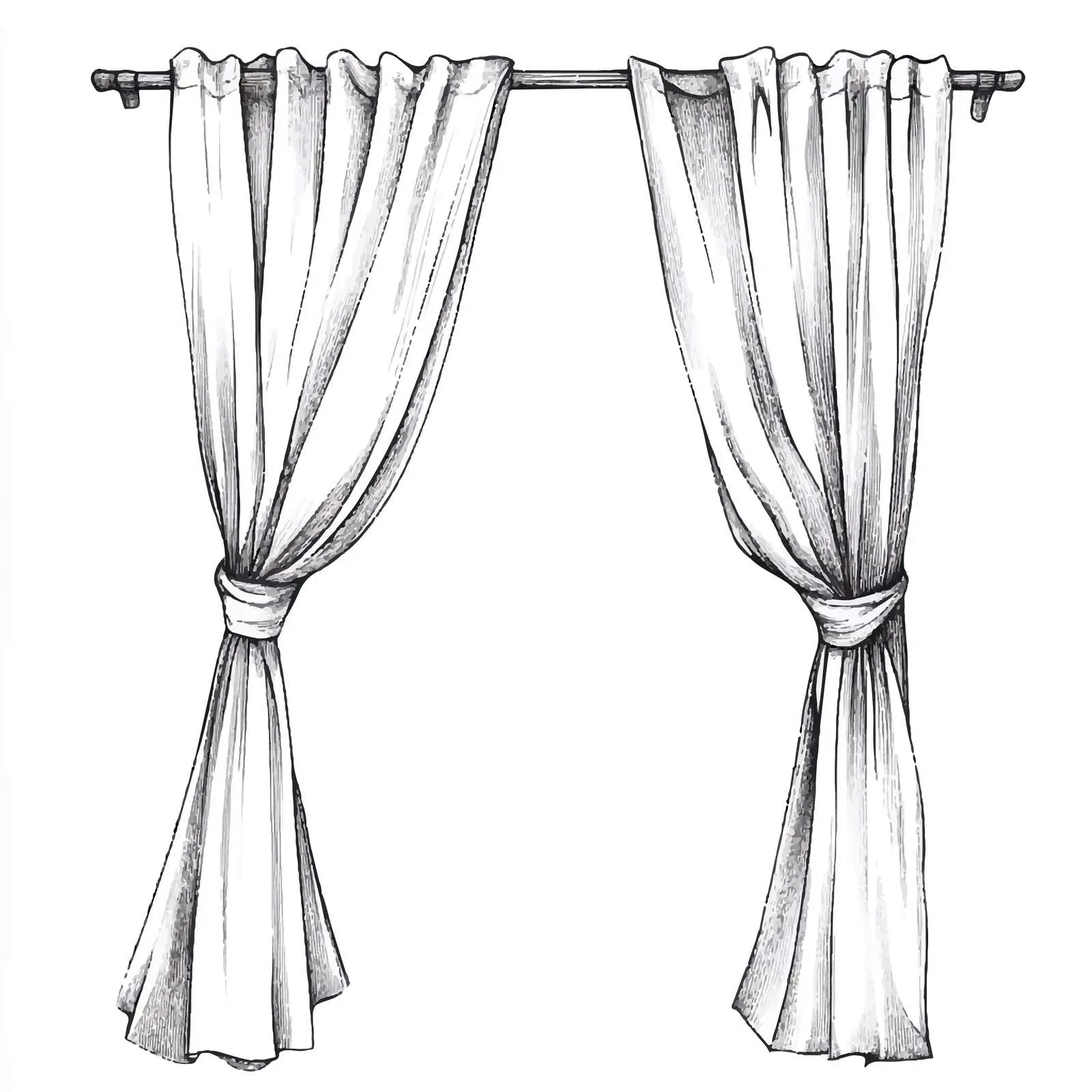 Hand-Drawn Simple Long Curtains Vector Design — free download from Dotvec
