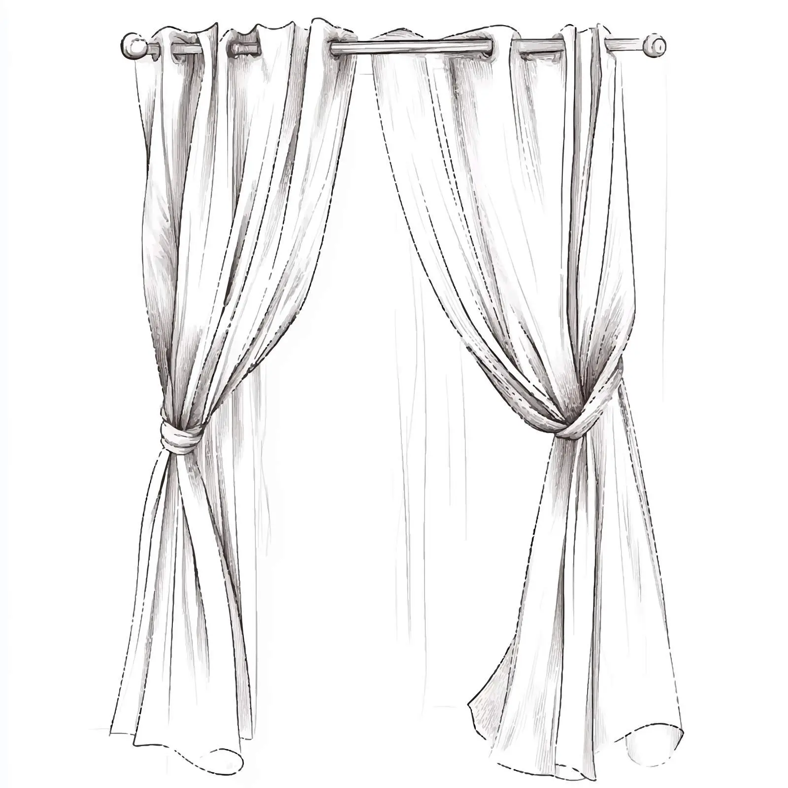 Simple Long Curtains Hand-Drawn Sketch — free download from Dotvec