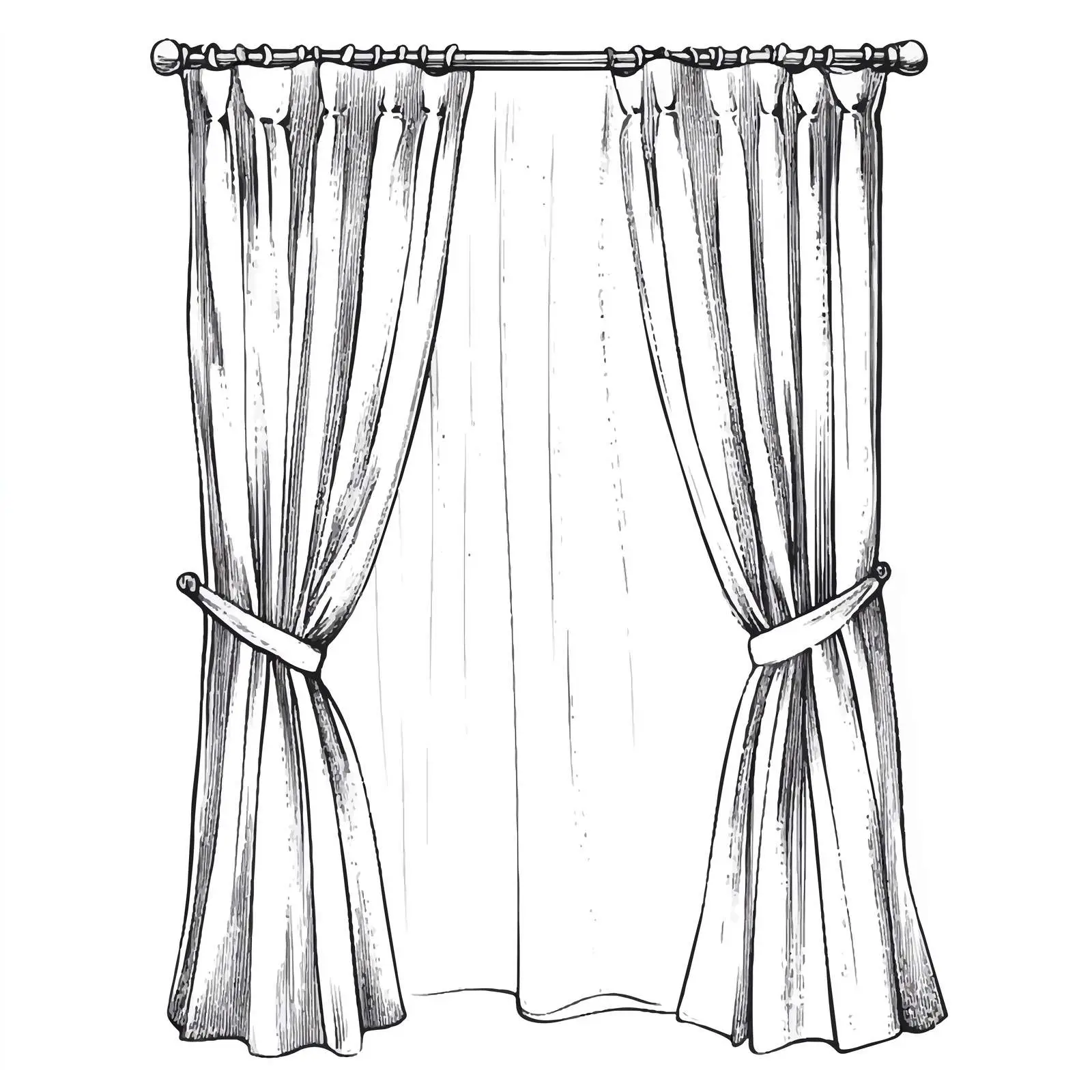 Hand Drawn Simple Long Curtains Vector Design — free download from Dotvec
