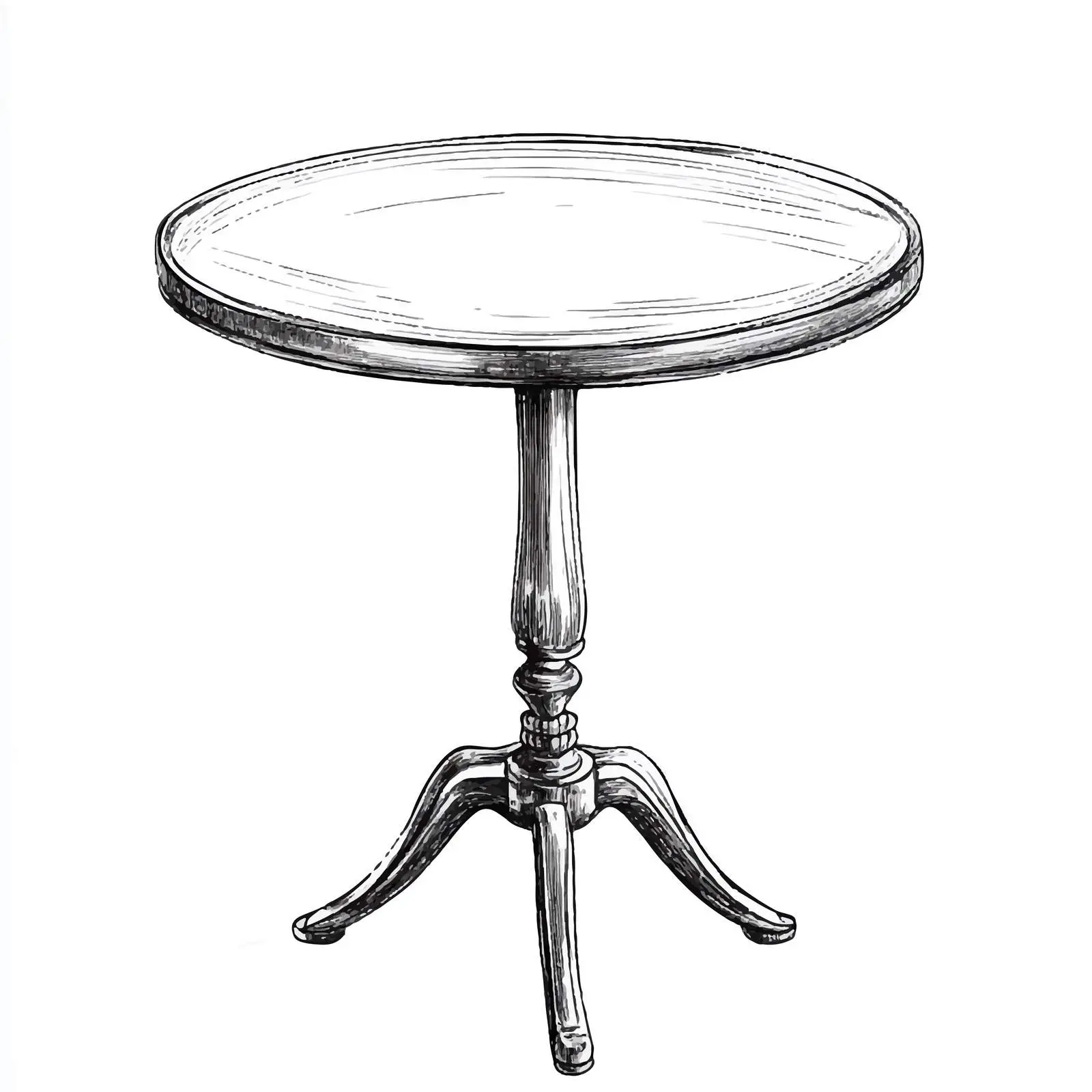 Hand-Drawn Small Round Glass Table Design — free download from Dotvec