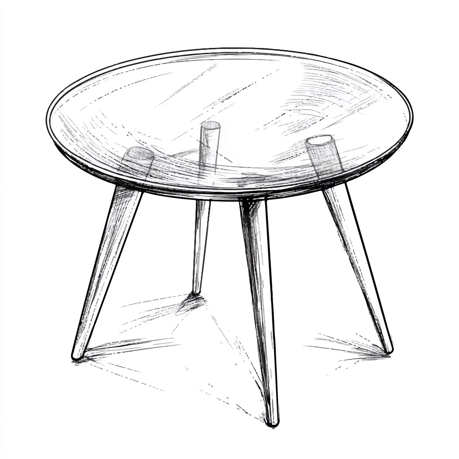 Hand-Drawn Round Glass Table Sketch — free download from Dotvec