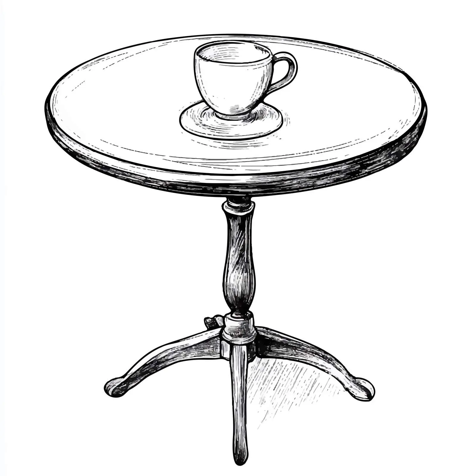 Hand-Drawn Small Round Glass Table Sketch — free download from Dotvec