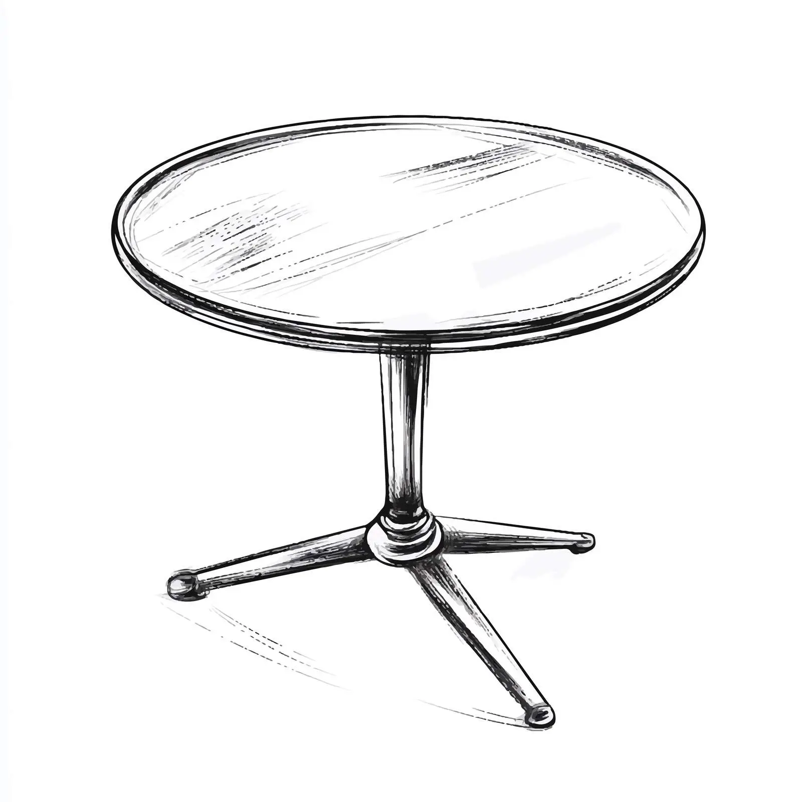Hand Drawn Sketch of Round Glass Table — free download from Dotvec