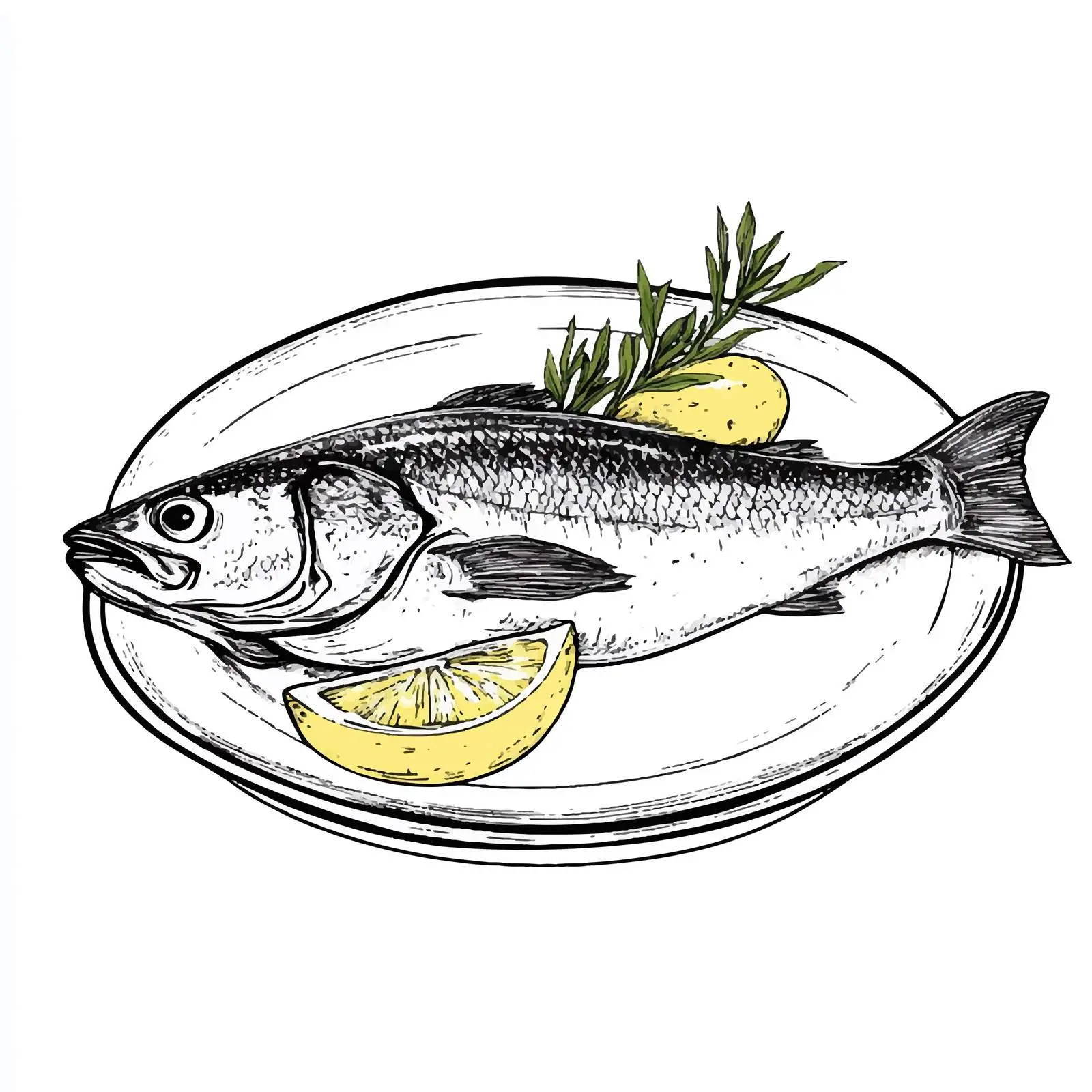 Hand-Drawn Smoked Herring and Potato Illustration — free download from Dotvec