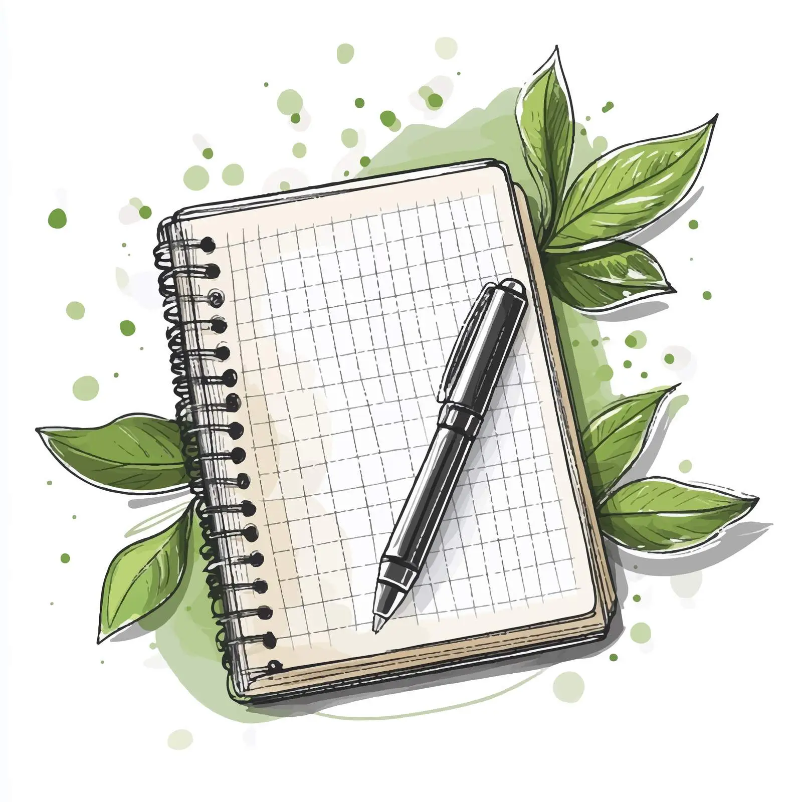 Hand-Drawn Spring Notebook with Pen Illustration — free download from Dotvec