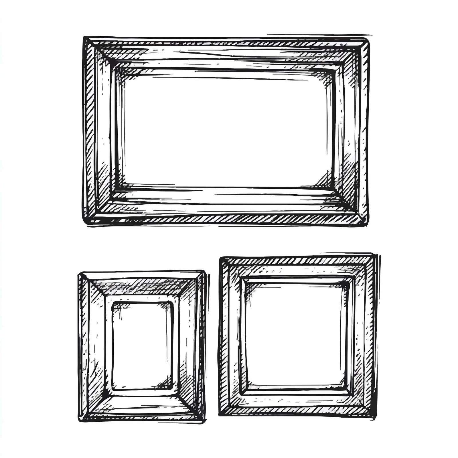 Hand-Drawn Square Photo Frames on White Background — free download from Dotvec
