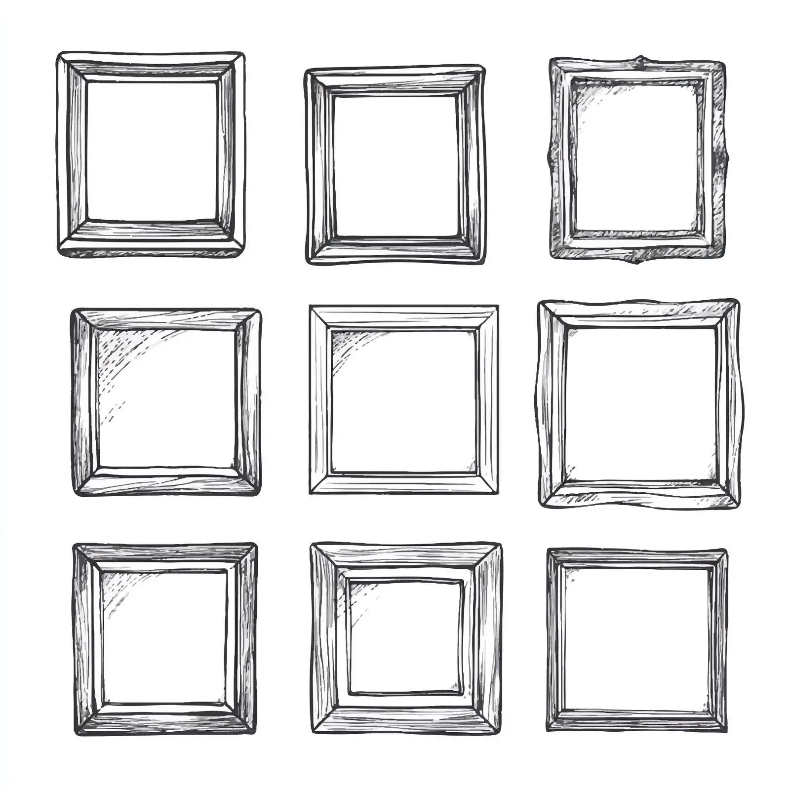 Hand-Drawn Square Wall Photo Frames Sketch — free download from Dotvec